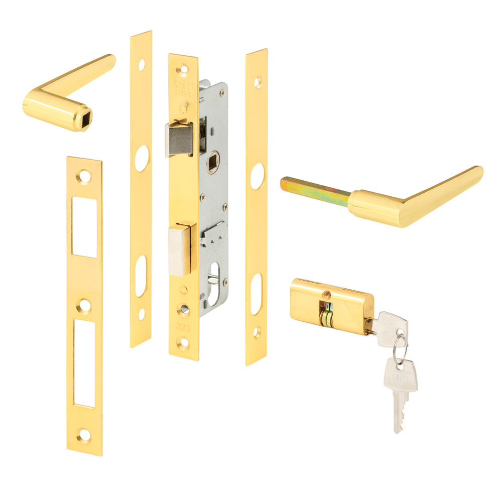 Storm Door Mortise Lock, Brass Finish, 5 Pin Tumbler (Single Pack