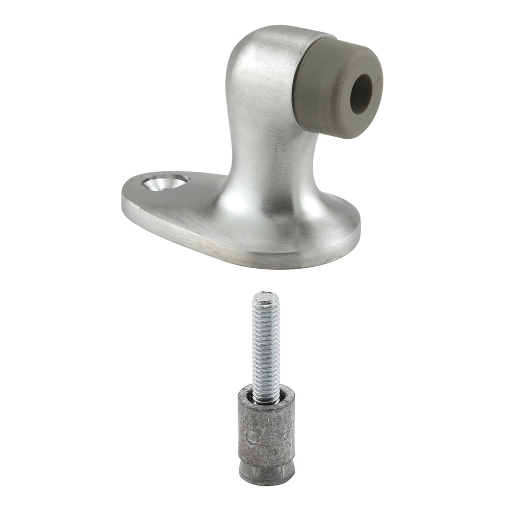 Floor Stop, 2 inches Tall, Solid Brass Construction, Brushed Chrome, Pack of 1