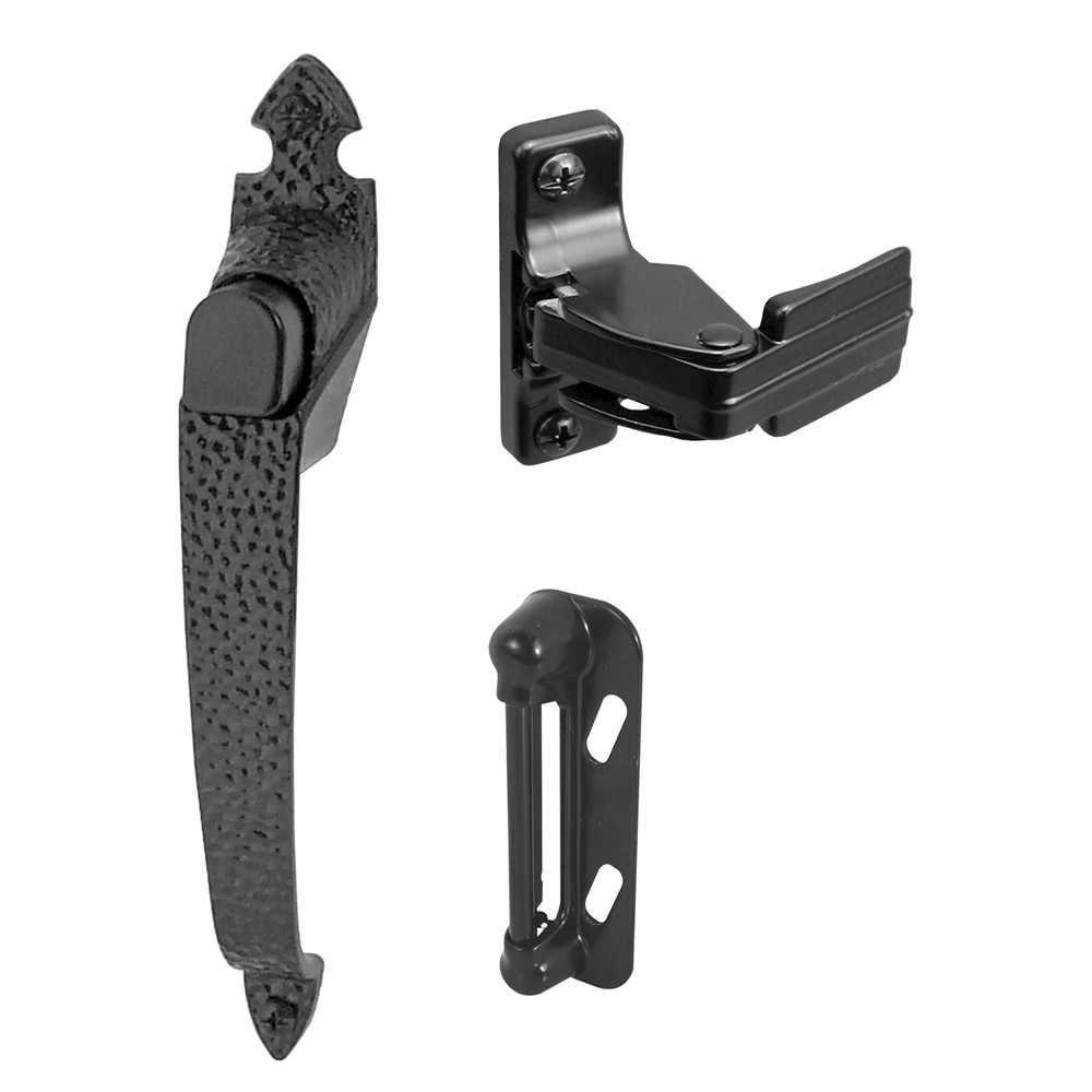 Colonial Push Button Screen or Storm Door Latch, Black (Single