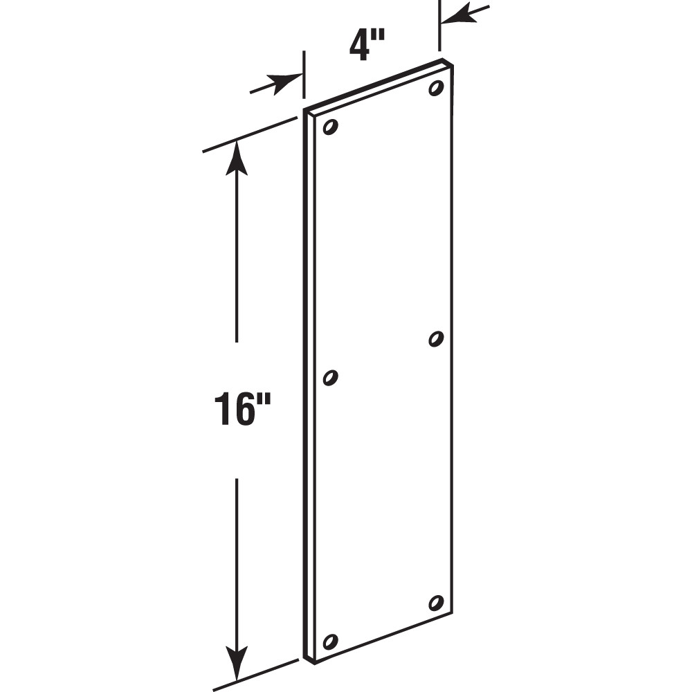 Prime-Line J 4686 Aluminum Door Push Plate, 4 Inch x 16 Inch