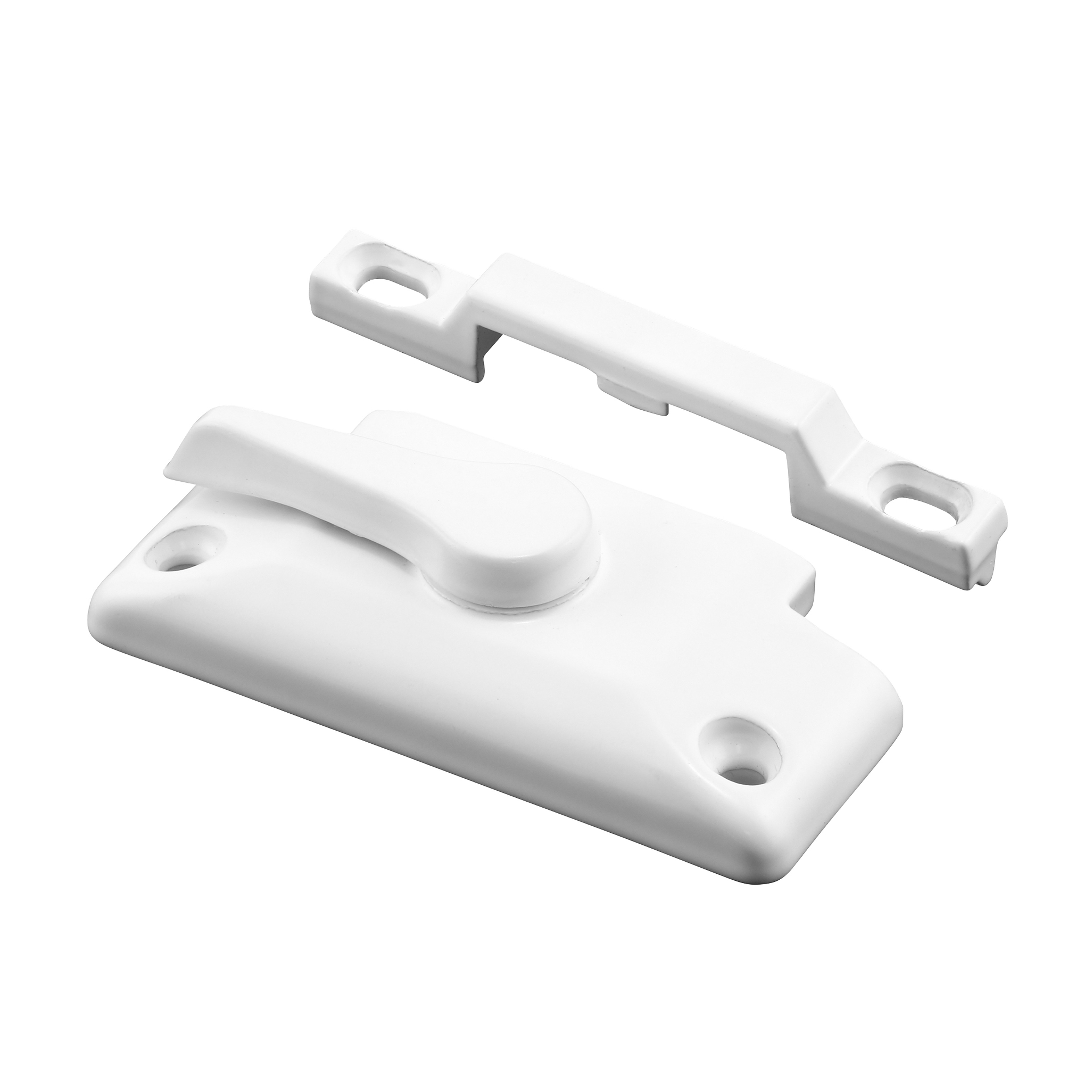 Window Sash Lock with Keeper, Fits Simonton Windows, 2-1/4 in. Hole Centers, Diecast Construction, White Painted Finish (1 Set)