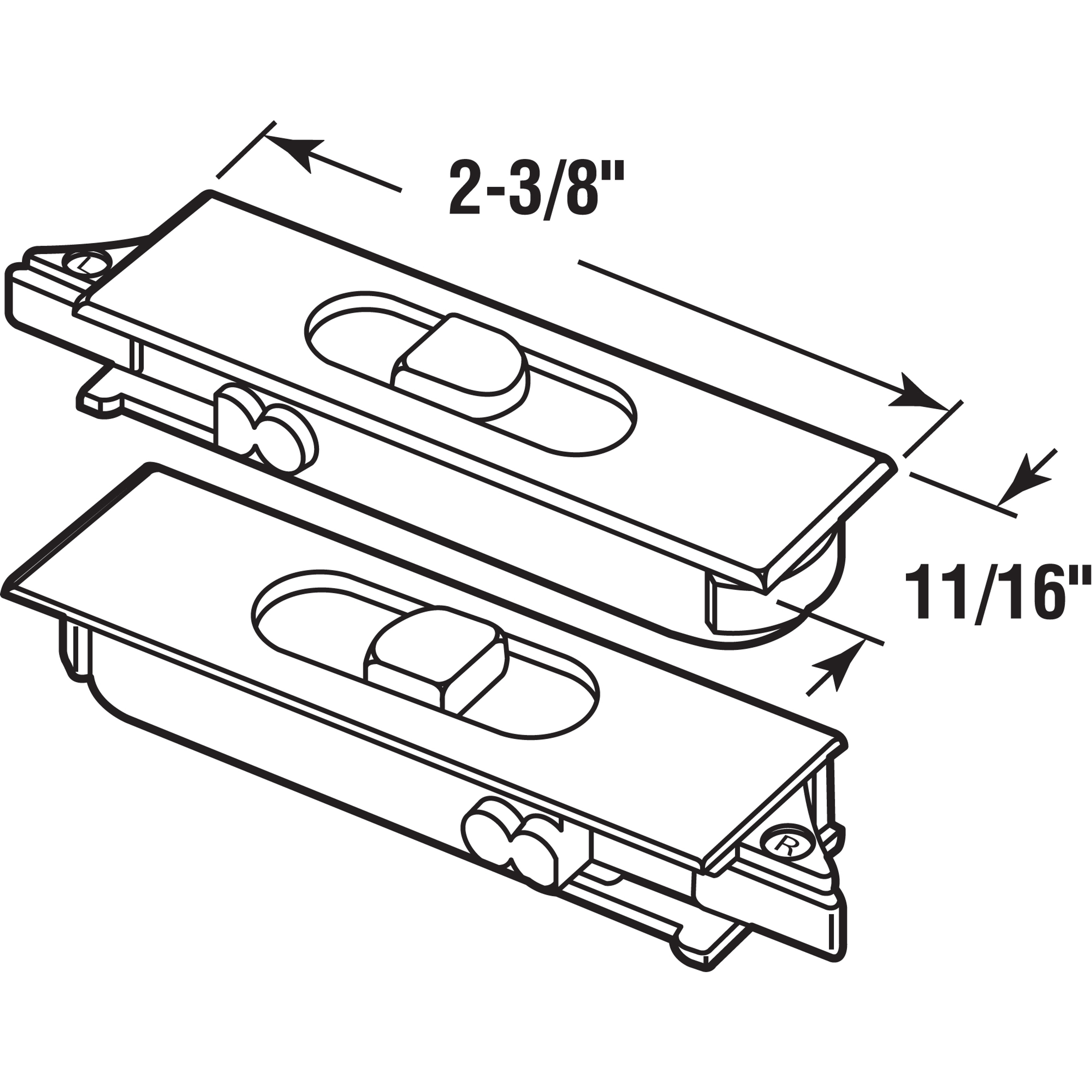 Window Tilt Latch, Round Back, 0.345 Plastic, Fits Crystal Windows, Euro White Color, Left and Right Hand Latches, Fasteners Not Required (1 Pair)
