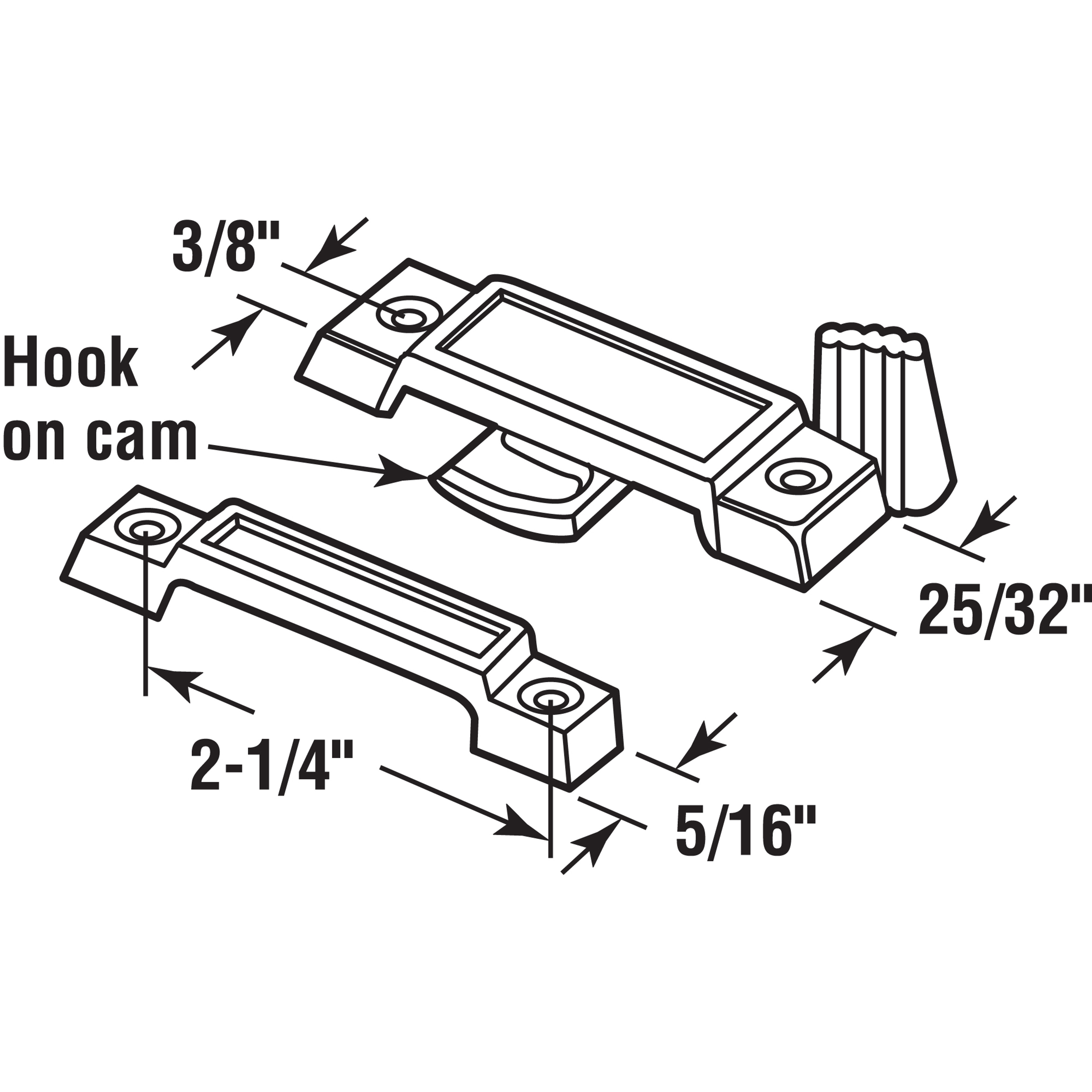 Slim Line Sliding Window Sash Lock, 2-1/4 in. Hole Centers, Diecast Zinc, Chrome-Plated, (Single Pack)