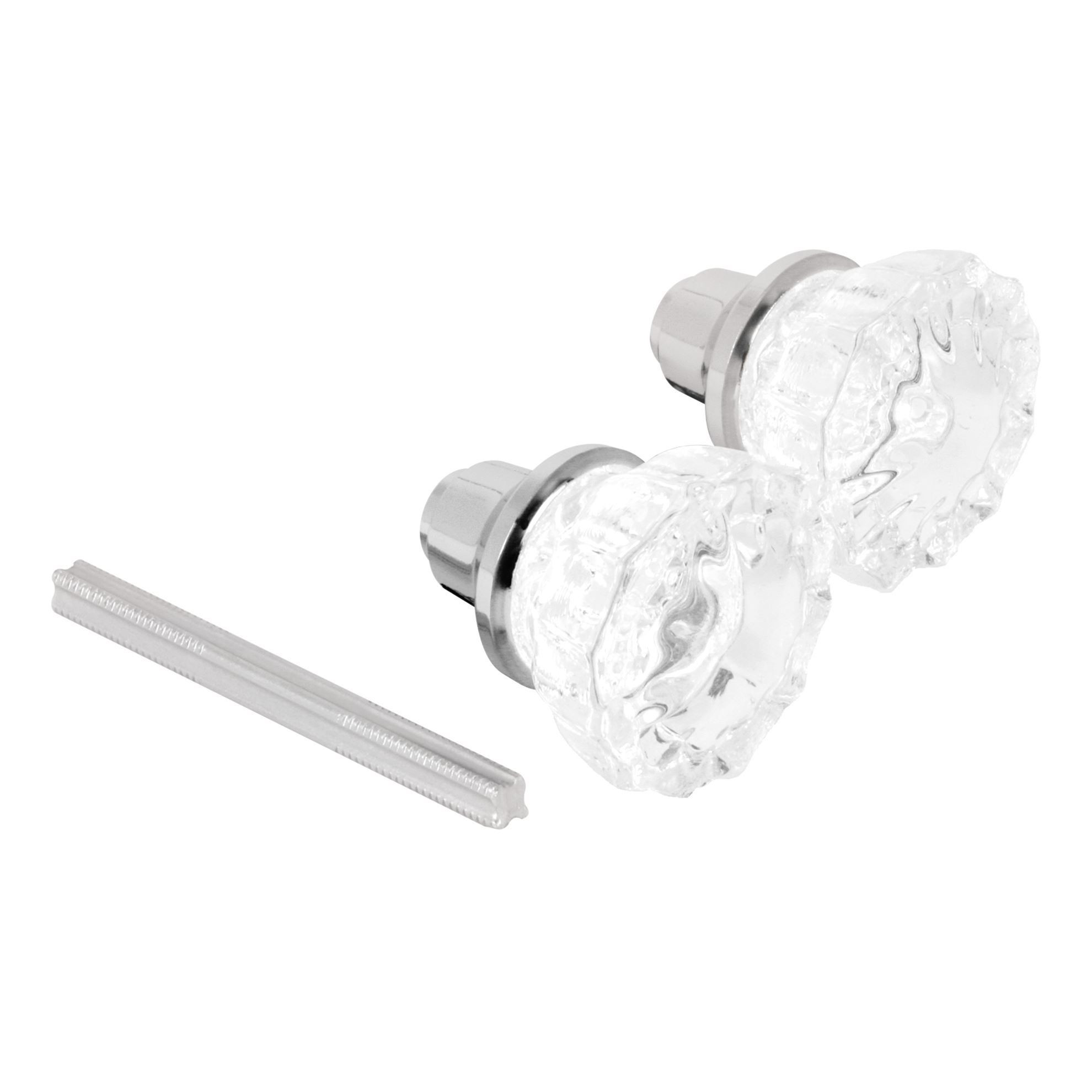 Mortise Style Fluted Glass Door Knobs - Perfect for Replacing Broken Antique Lock Sets on Interior Doors, Features 2 In. Outside Diameter Knobs, Chrome Plated (Single Pack)