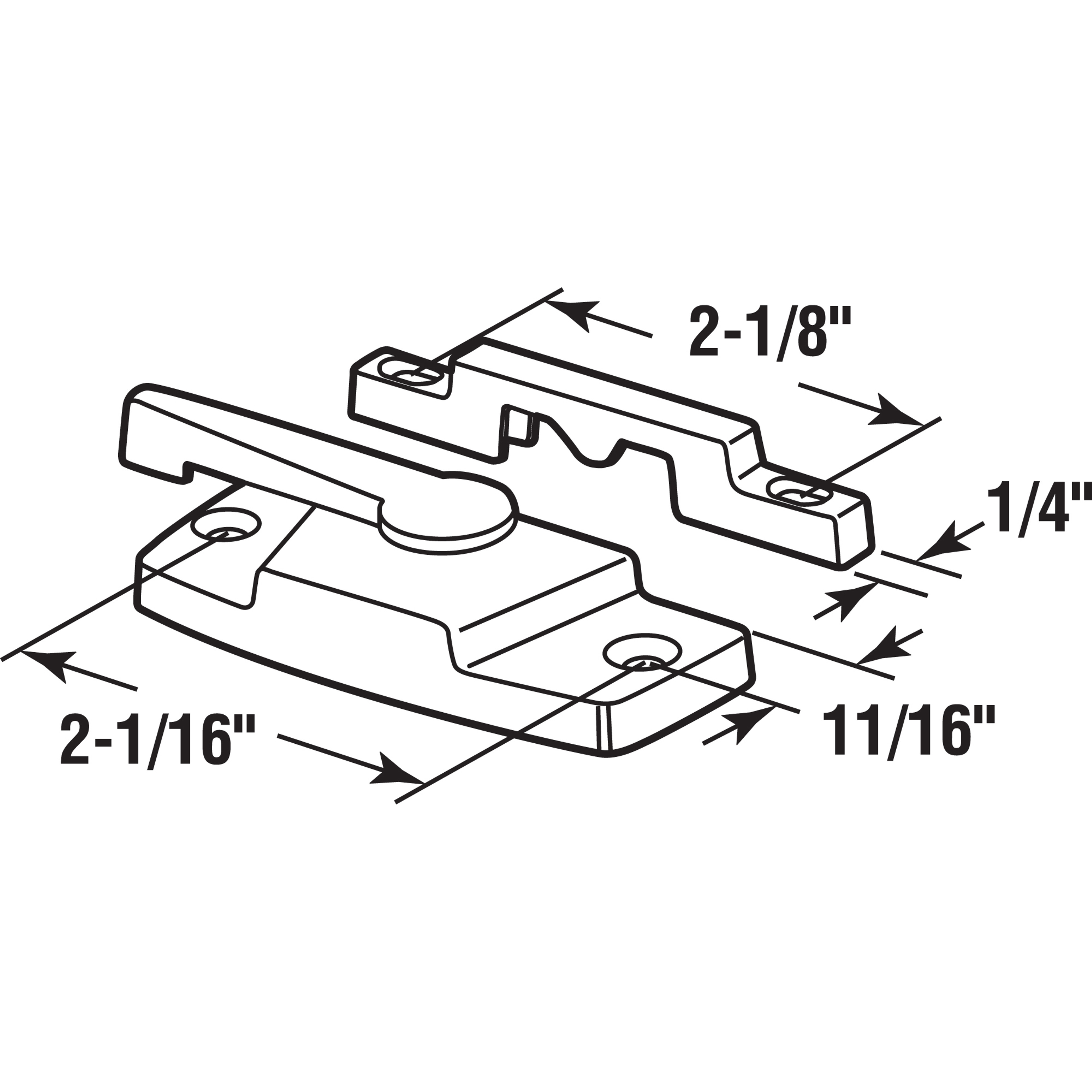 F 2894 |  Window Sash Lock, Zinc Diecast, Fits Silverline Windows, Tan in Color, 2-1/16 in. Hole Centers, Includes Fasteners (1 Pair)