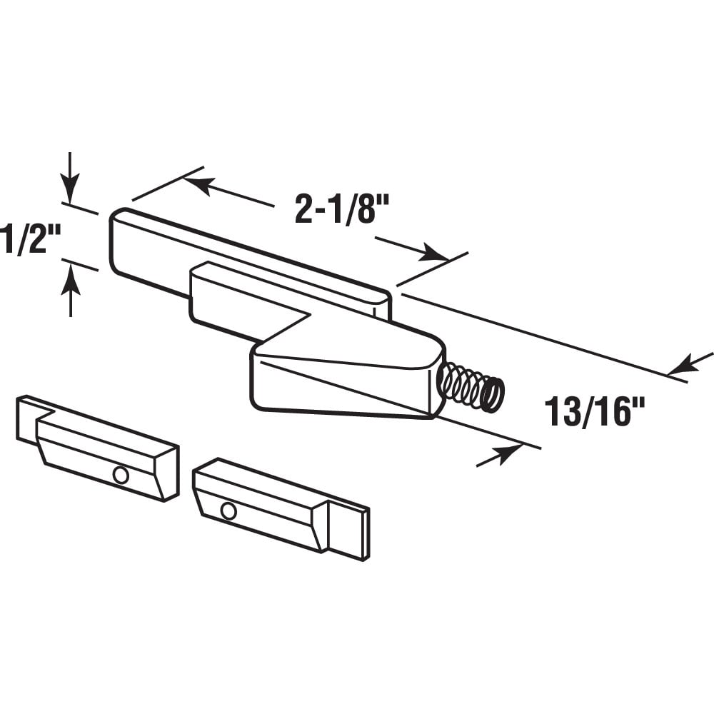 Single Hung Window Latch, Plastic, Black, 2-1/8 in. (2 Pack)
