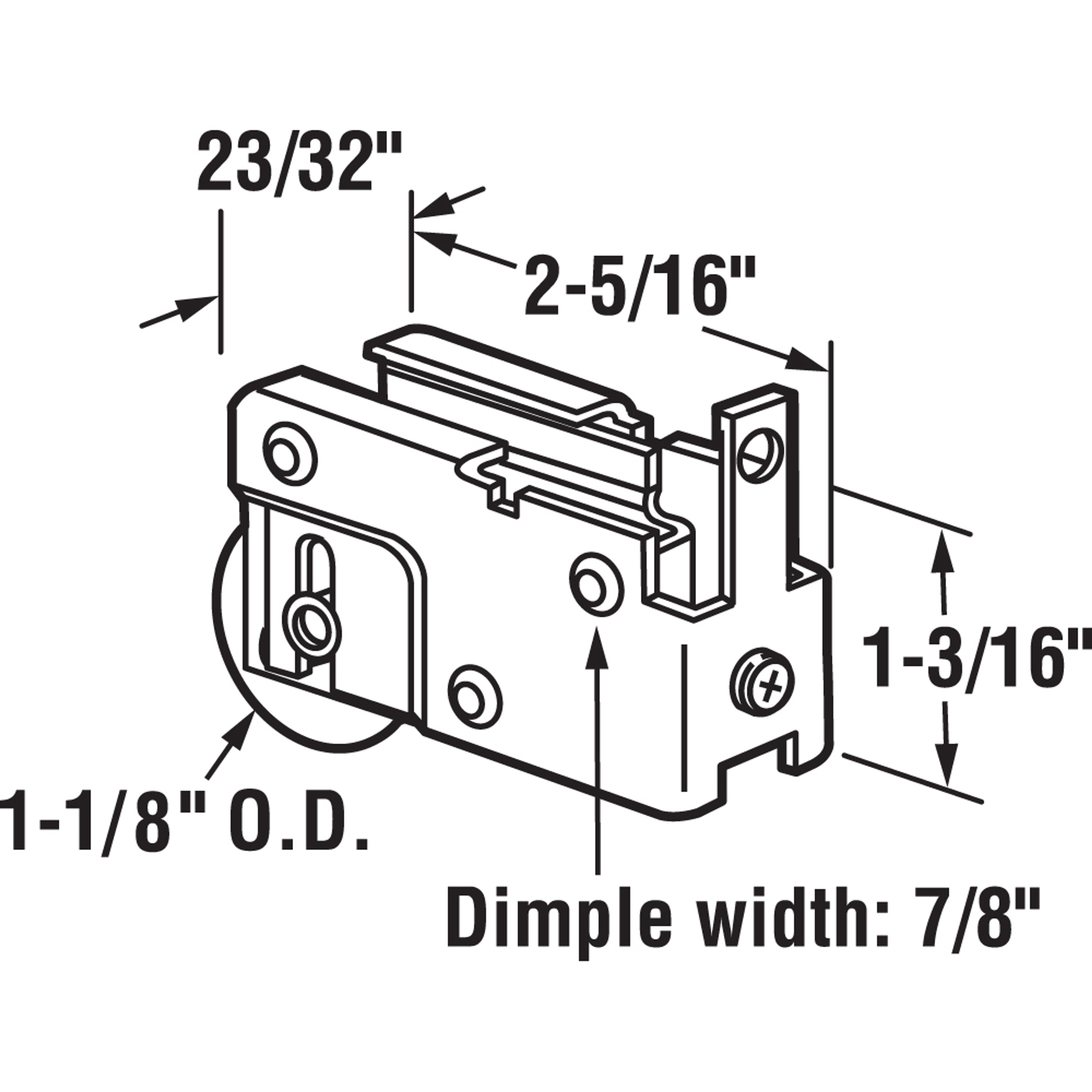 Single 1-1/8 in. Steel Ball Bearing Roller, E-Tab Style, Adjustable (Single Pack)