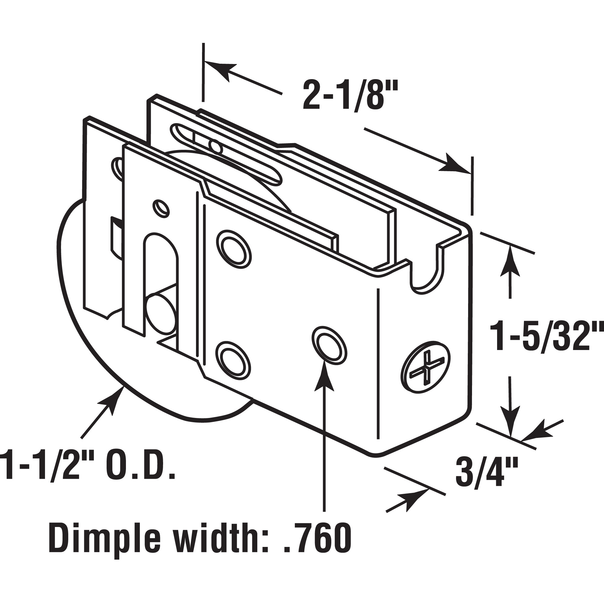 D 1781 |  Single 1-1/2 in. Steel Ball Bearing Roller, U-Back Style, Adjustable (Single Pack)