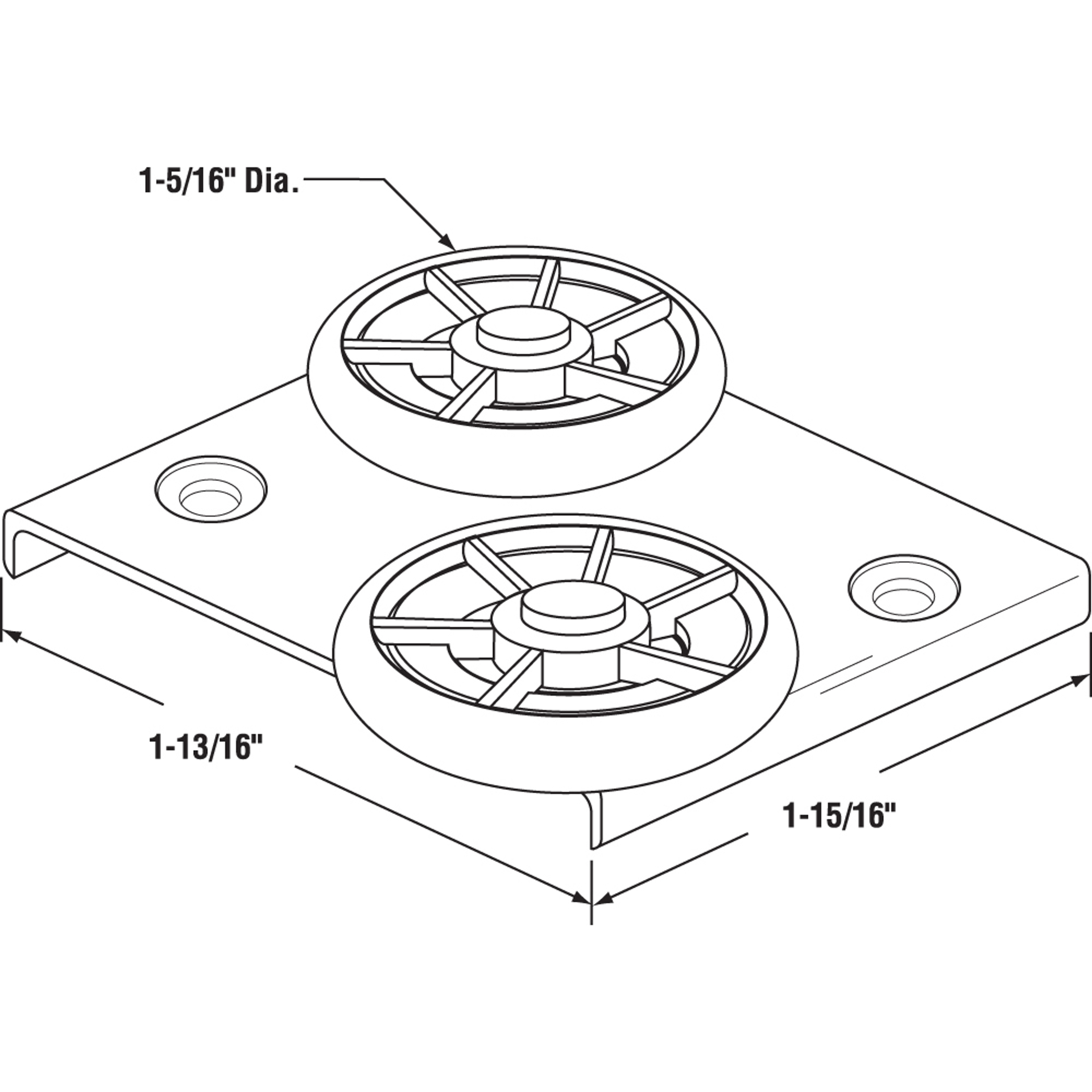 Horizontal Patio Door Dual Roller Guide, 1-5/16 in. Rollers (Single Pack)