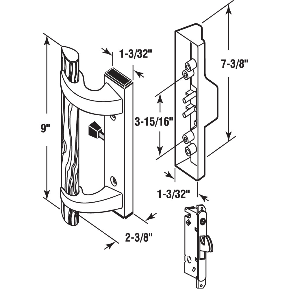 White Diecast, Sliding Door Handle with Mortise Lock (Single Pack)