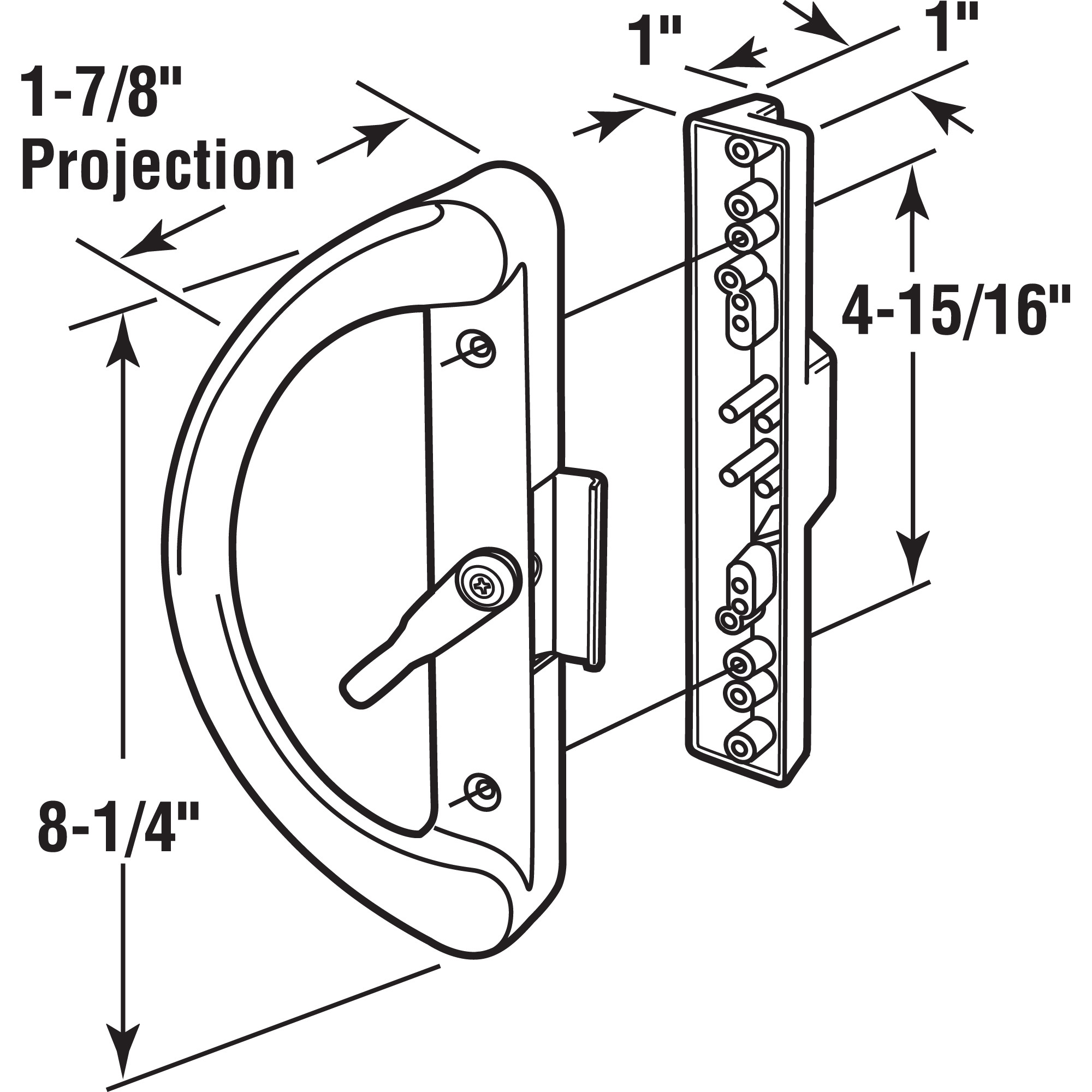 落下の Sliding Door Cam Latch, Reverse Hook, 4-15/16 in., Black (Single
