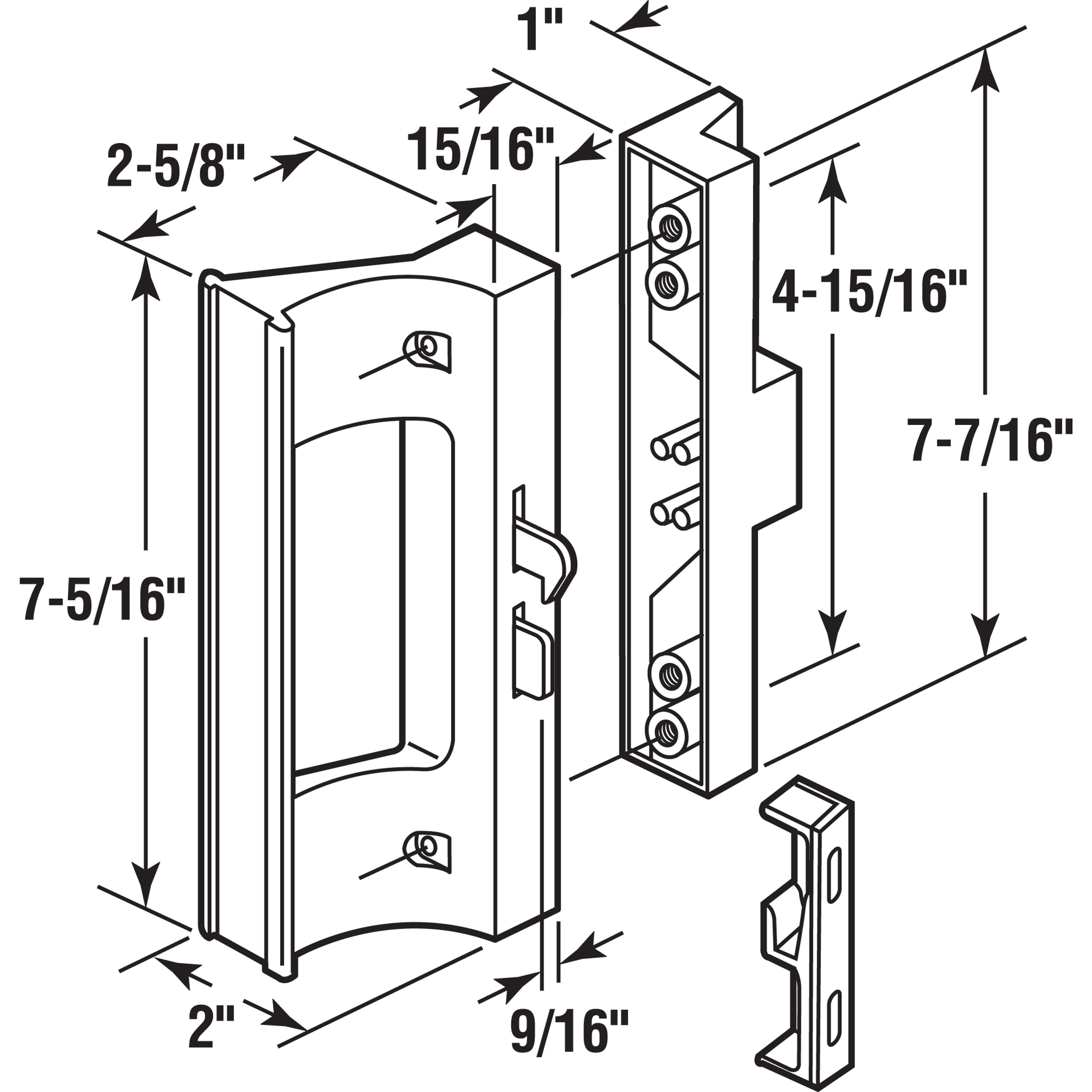 Sliding Door Handle, 4-15/16 in. Hole Centers, Black (Single Pack)