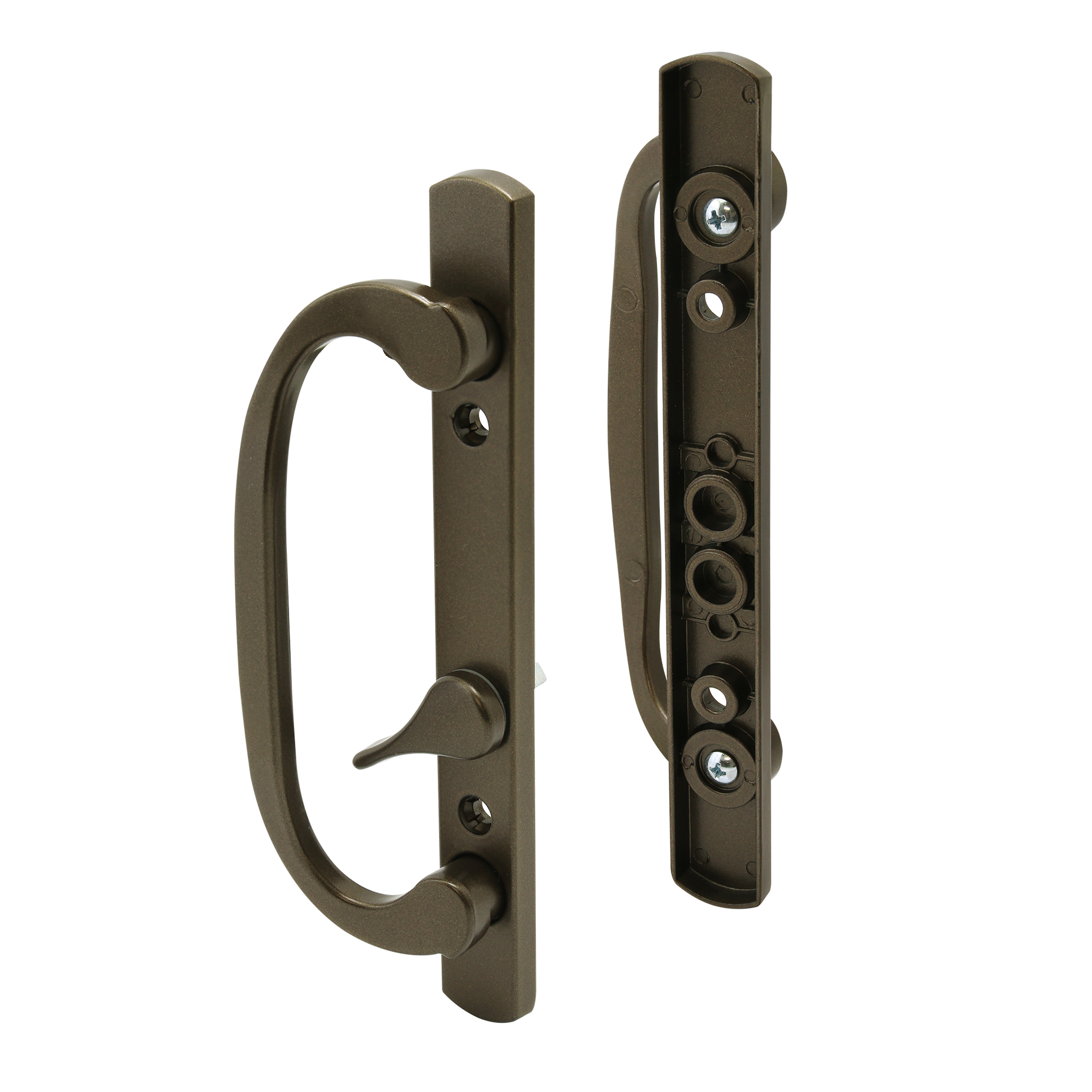 Mortise Style Sliding Patio Door Handle Set - Replace Old or Damaged Door Handles Quickly and Easily – Bronze Diecast, Non-Keyed, Fits 3-15/16” Hole Spacing (1 Set)