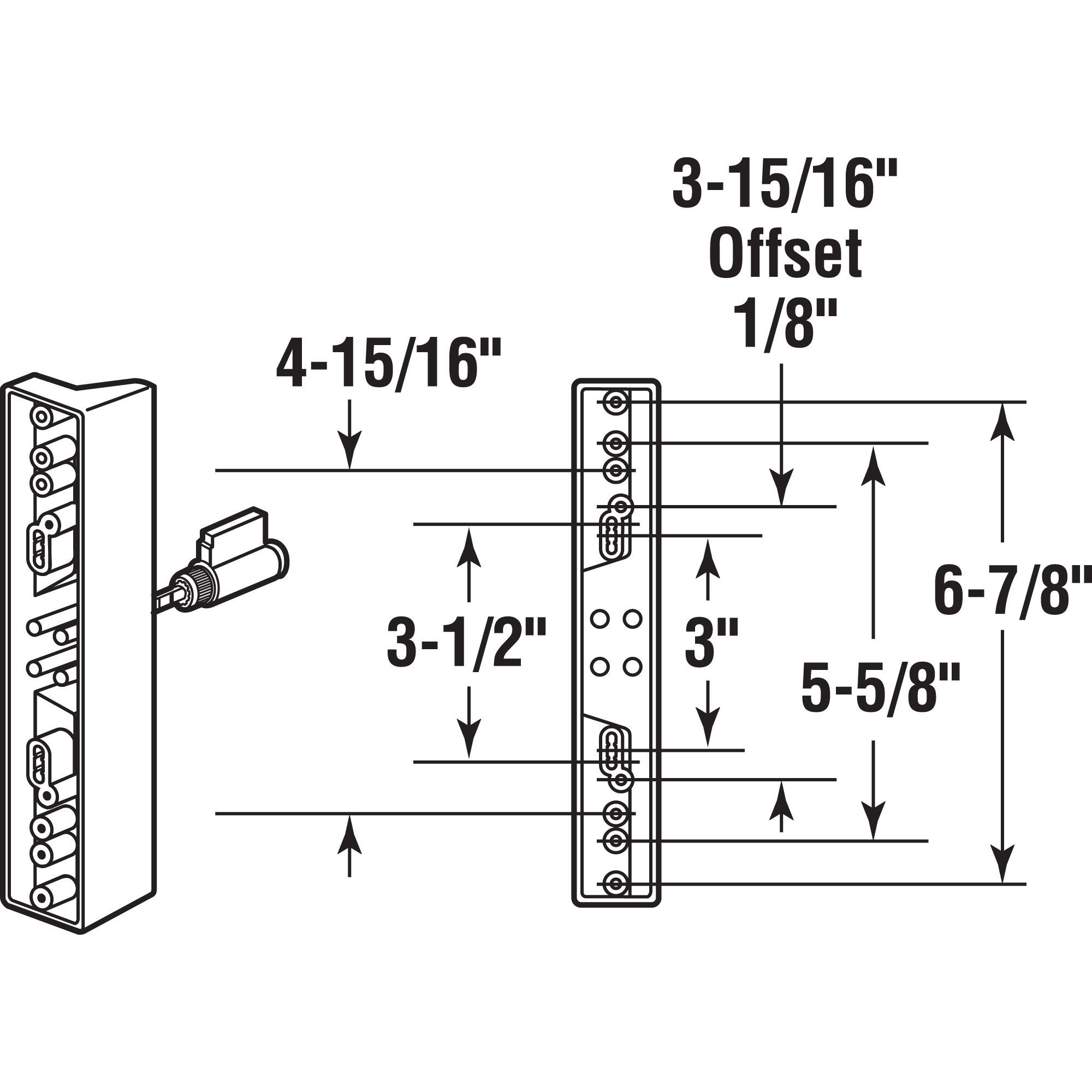 Diecast and Wood Sliding Glass Door Handle Set for 1-inch Thick
