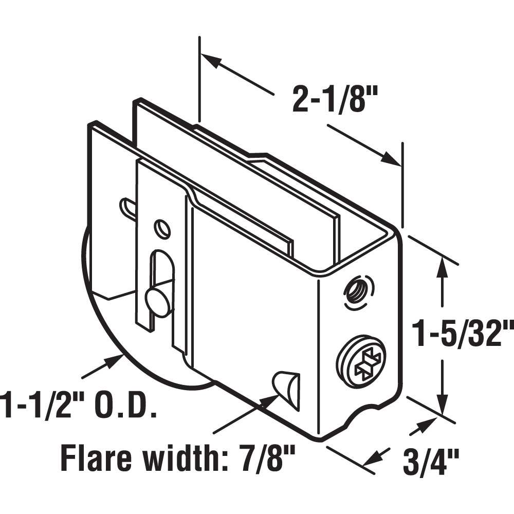 D 1826 |  Single 1-1/2 in. Steel Roller Assembly, Ball Bearing, Plain Back Housing (Single Pack)