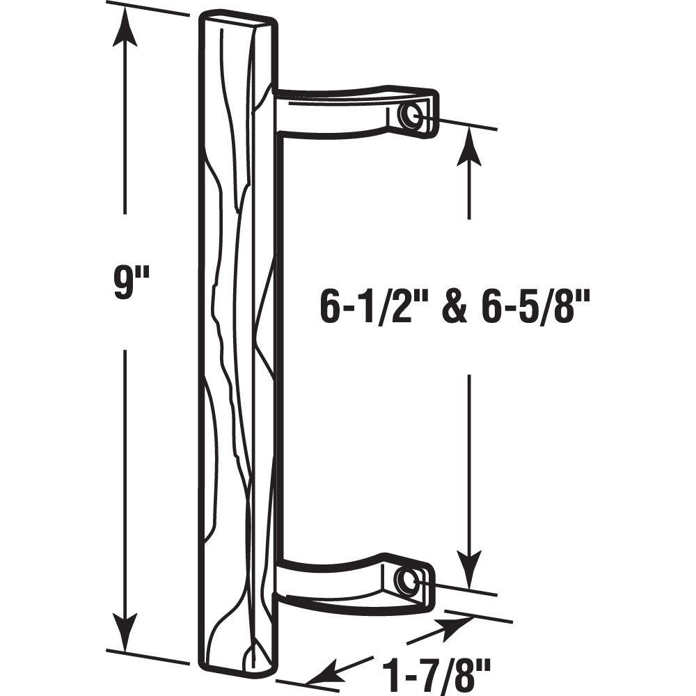 Sliding Glass Door Pull Handle, 6-1/2 in. to 6-5/8 in. Hole Centers, Aluminum Posts, Wood Handle (Single Pack)