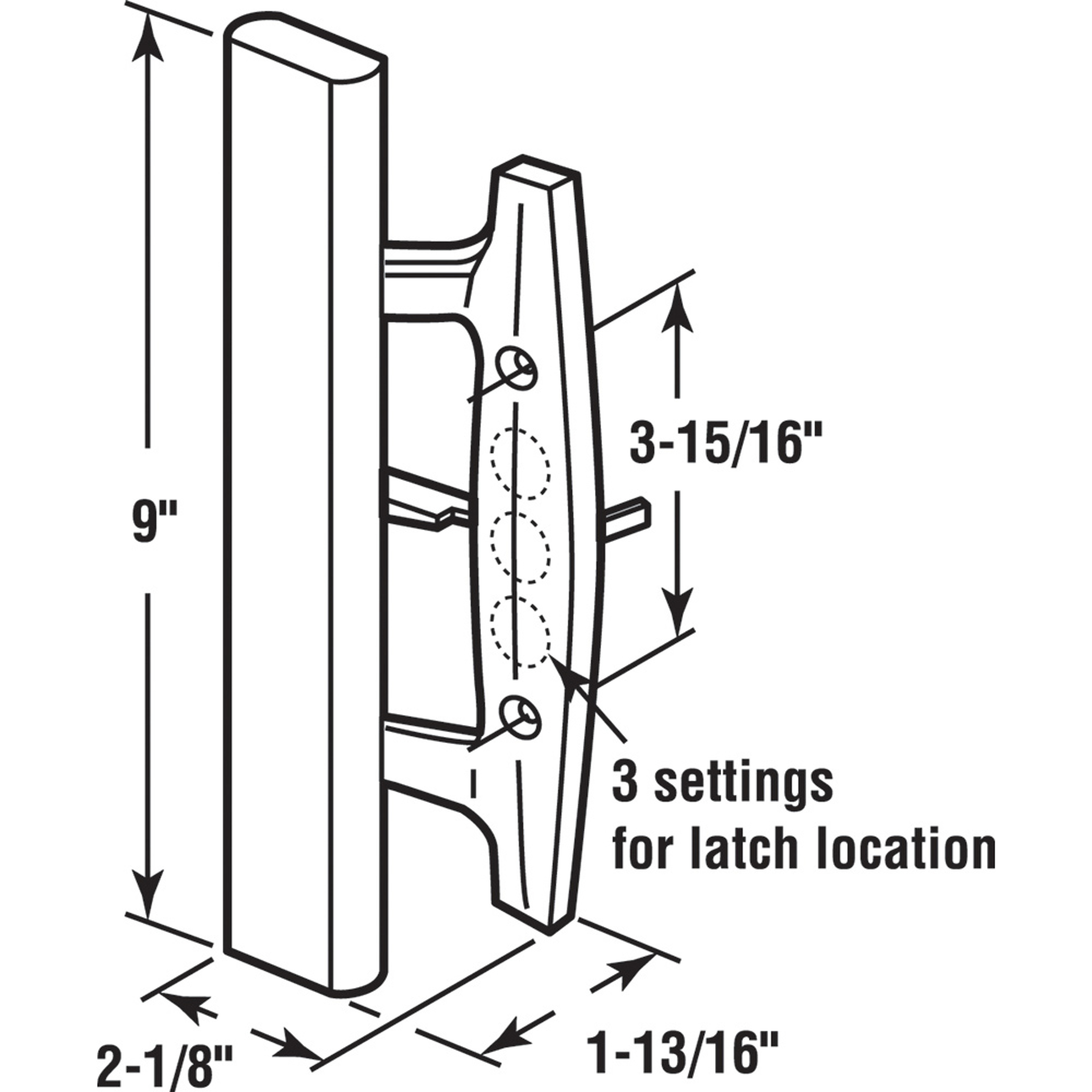 C 1208 |  Patio door Mortise Style Handle, White Diecast with Wood Handle (Single Pack)