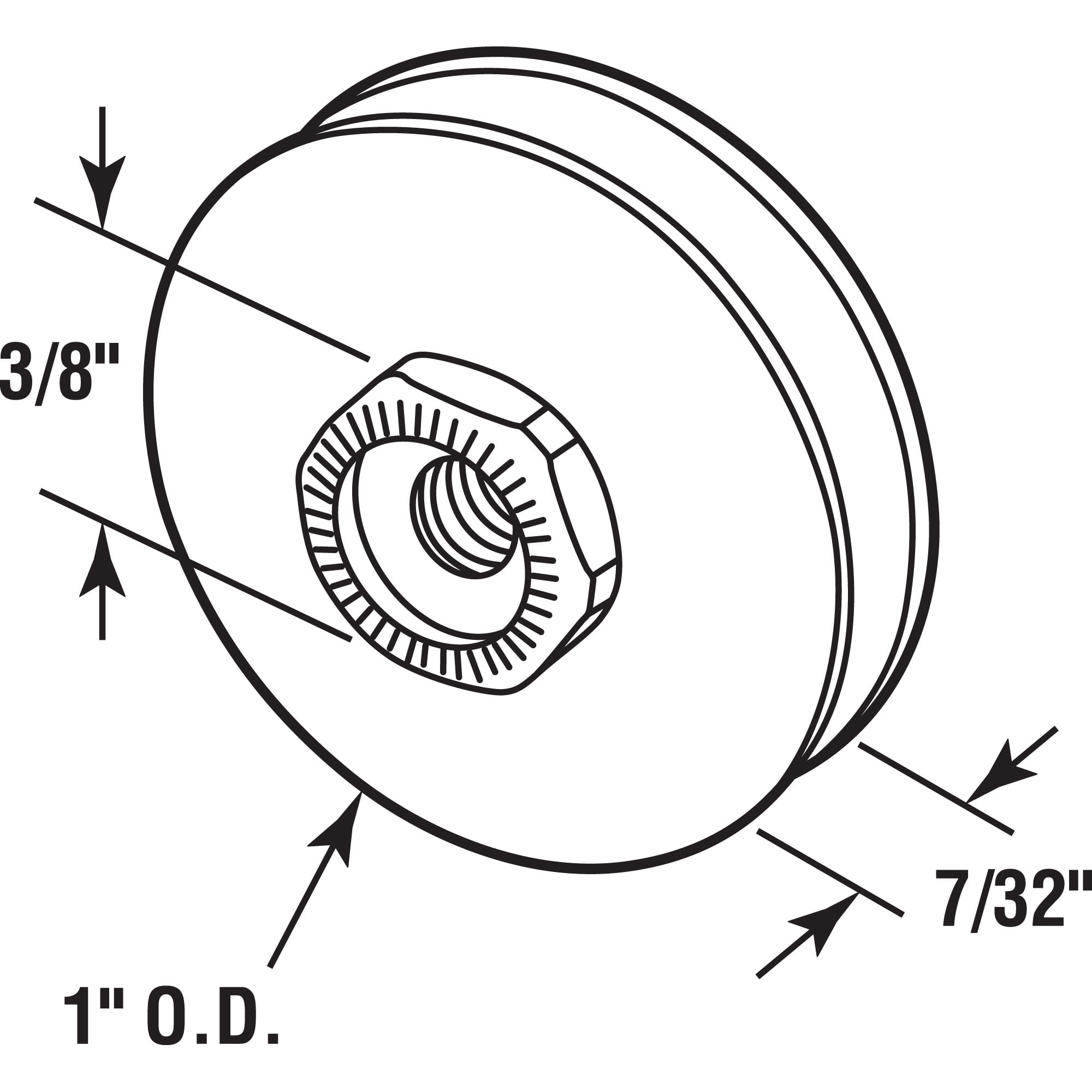 Screen Door Roller, 1 in. Diameter, Nylon Construction, Center Groove (2 Pack)