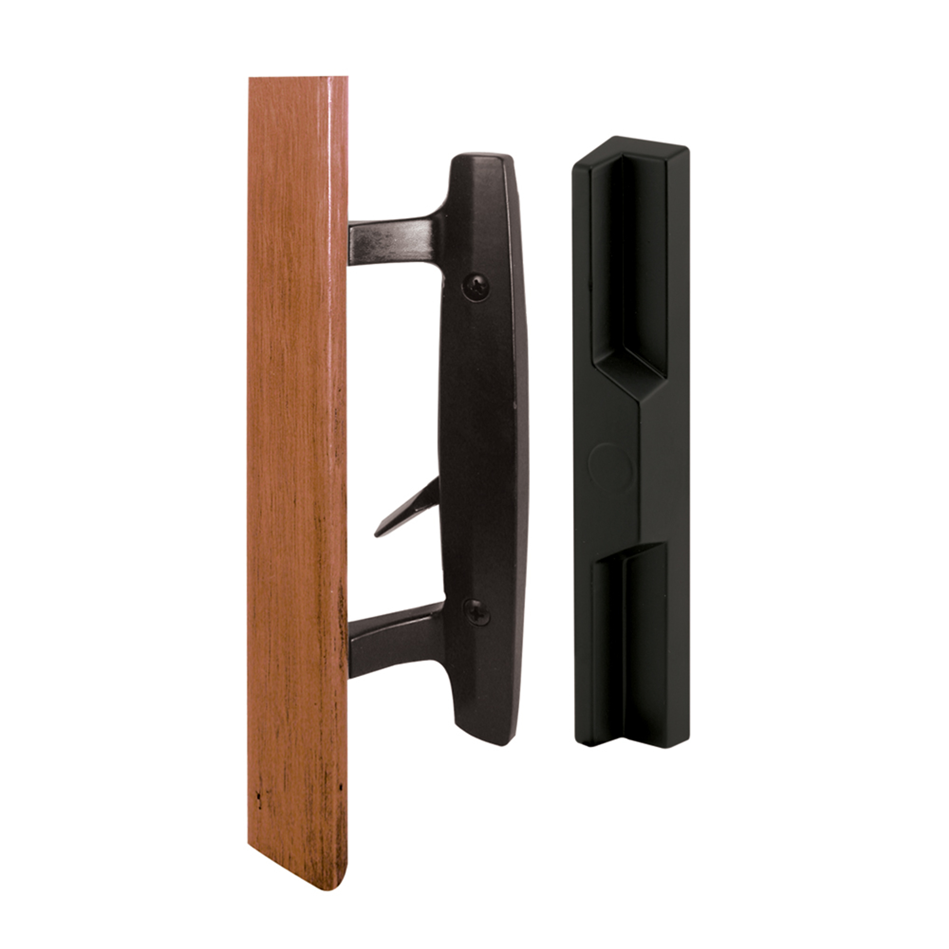 Patio door Mortise Style Handle, Black Diecast with Wood Handle, Outside Pull (Single Pack)