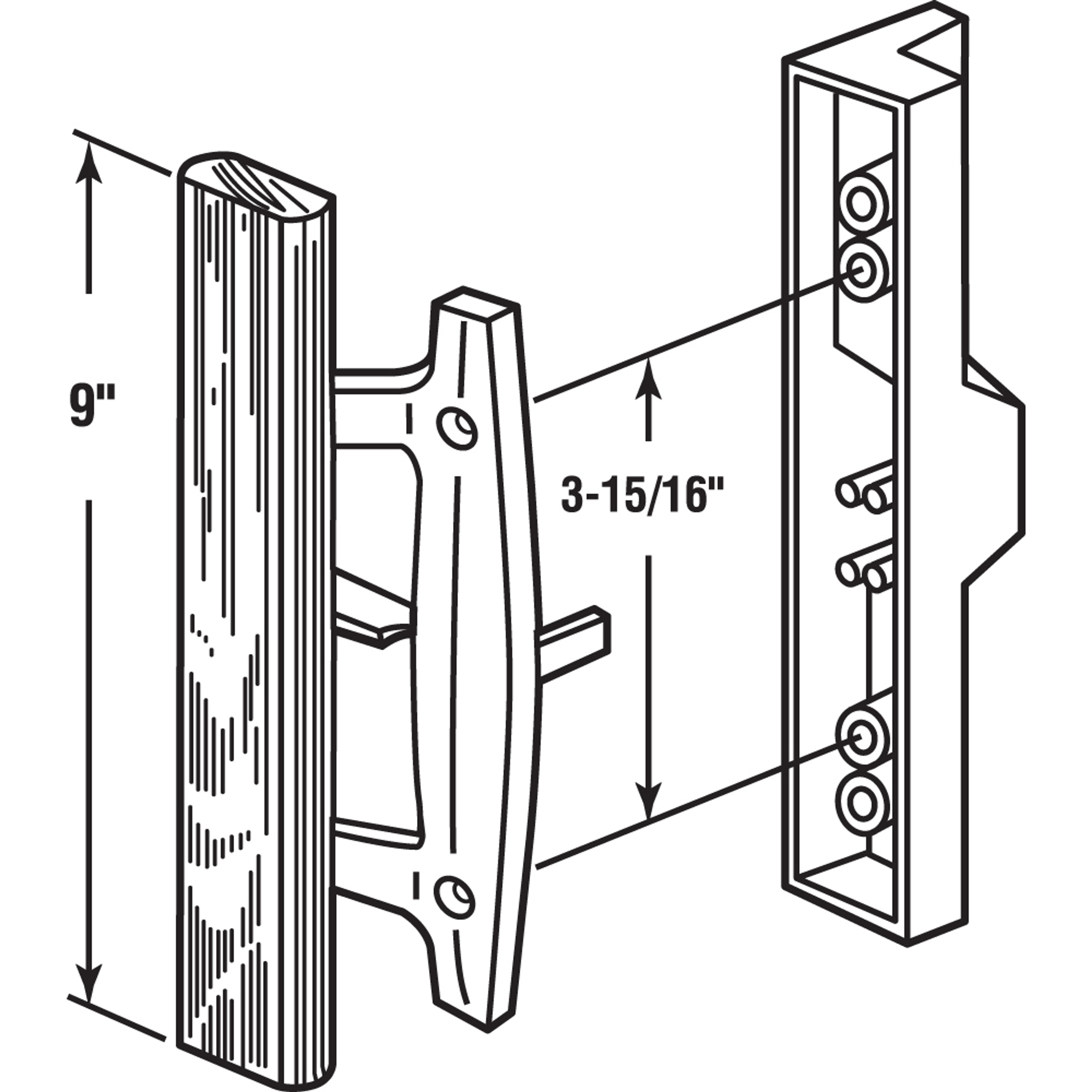 Patio door Mortise Style Handle, Black Diecast with Wood Handle, Outside Pull (Single Pack)