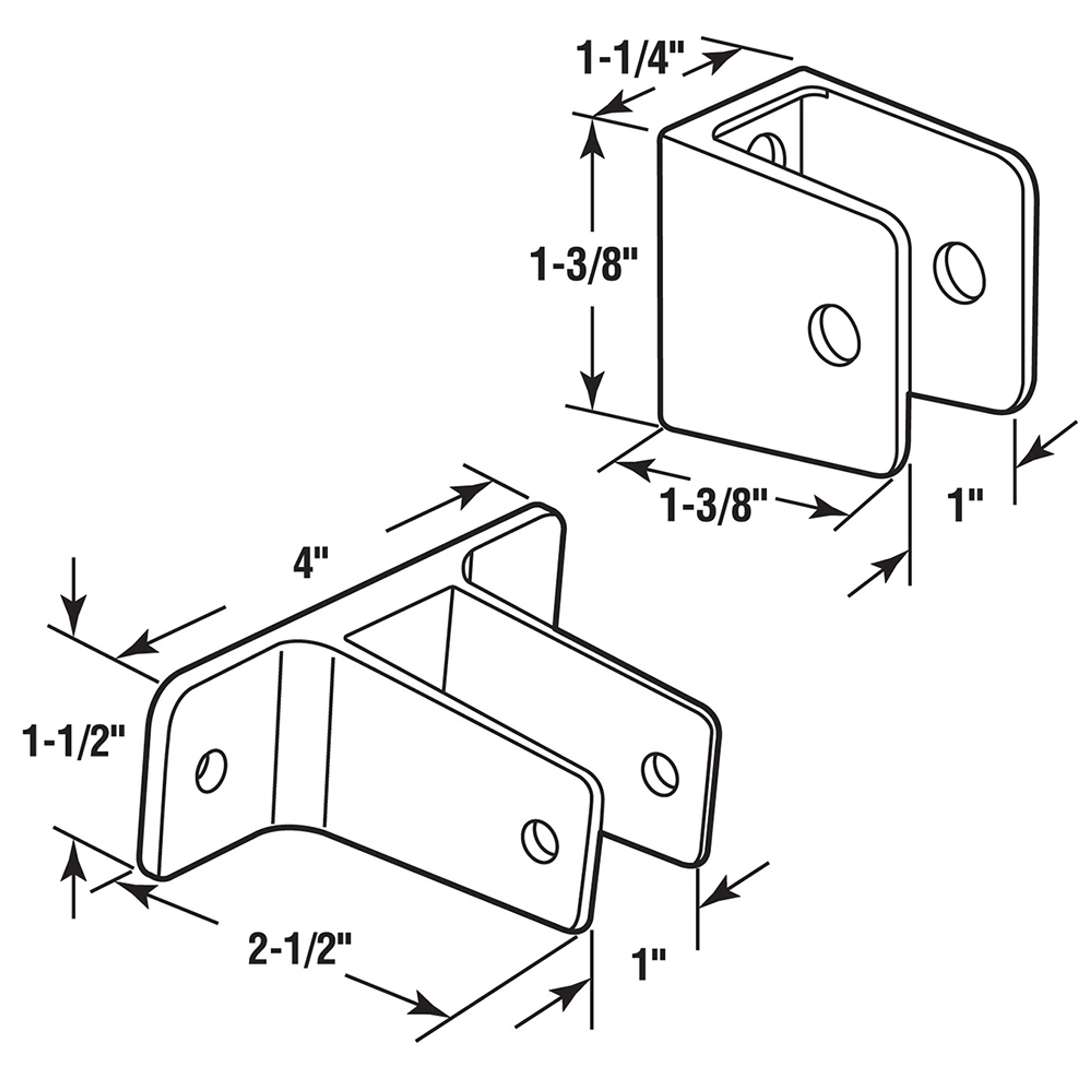 Panel Bracket Wall Kit, For 1-in. Panels, Zinc Alloy, Chrome Plated (Single Pack)