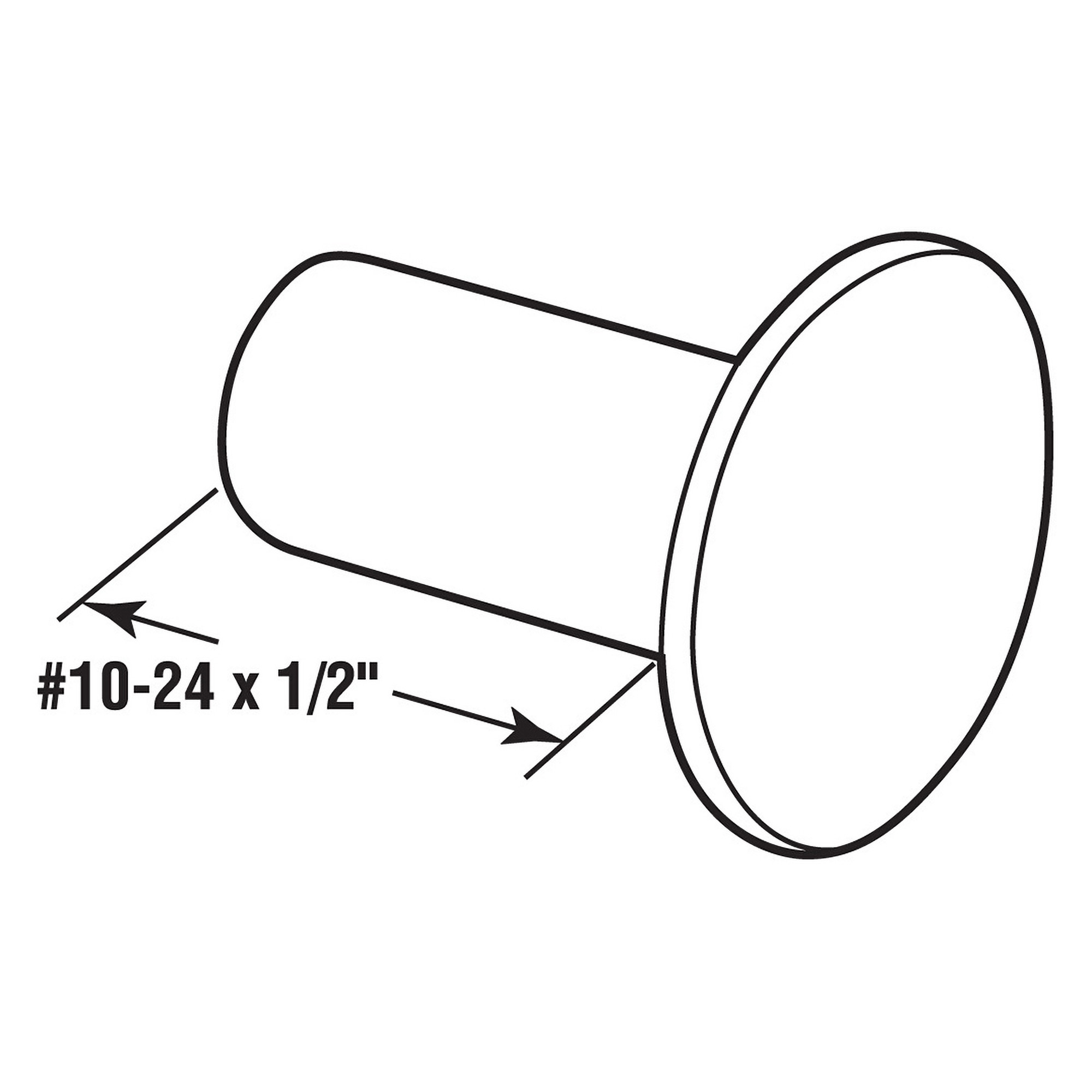 Unslotted Barrel Nut, #10-24 x 1/2 in., Steel Construction, Chrome