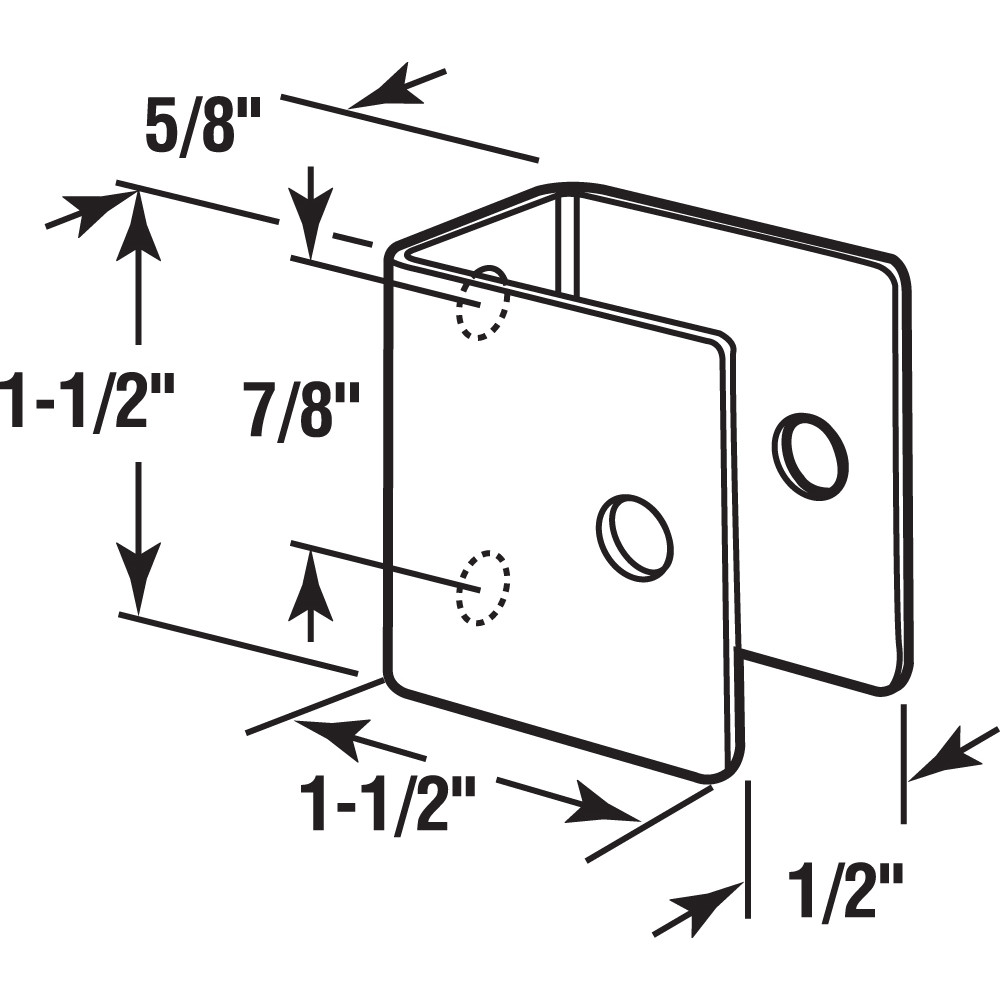 U-bracket, For 1/2 in. Panels, Stainless Steel, Satin Finish with Fasteners (Single Pack)
