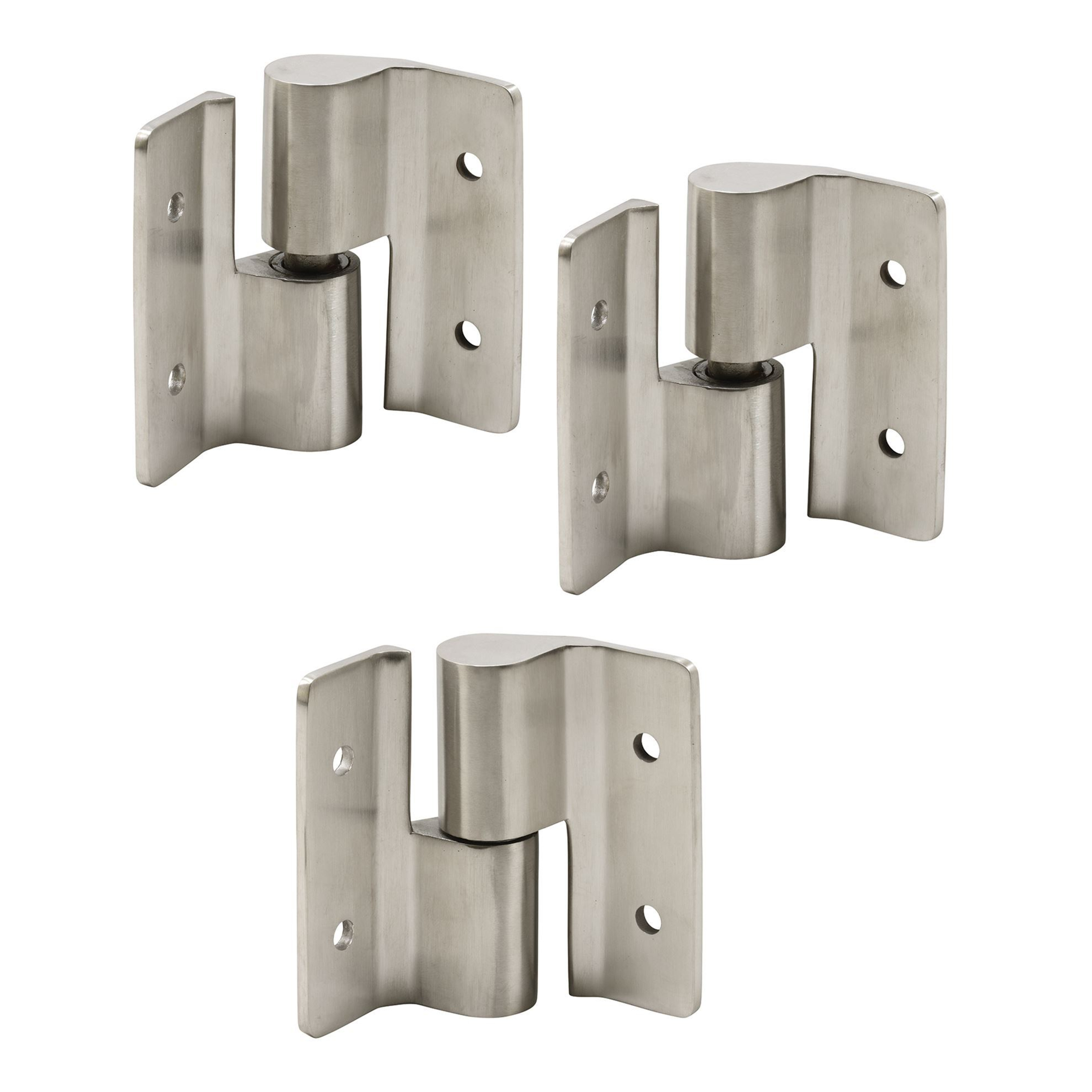 Surface Mounted Hinge Set With All Metal Inserts, R.H. In/L.H. Out, Satin Cast Stainless Steel (1 Set)