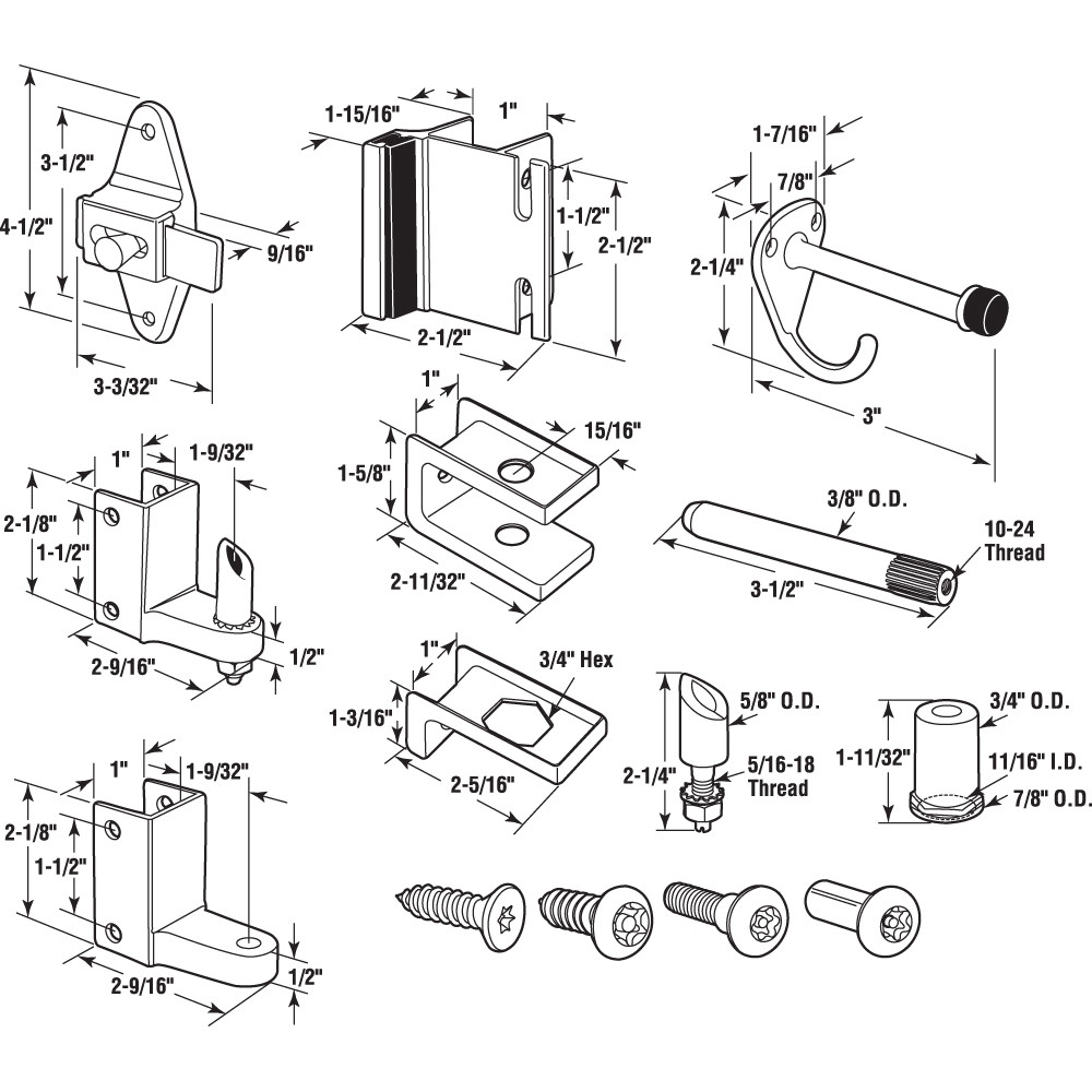 Door Kit, 1 in. Door and 1 in. Pilaster, Zamak, Chrome Plated, Inswing (1 Kit)
