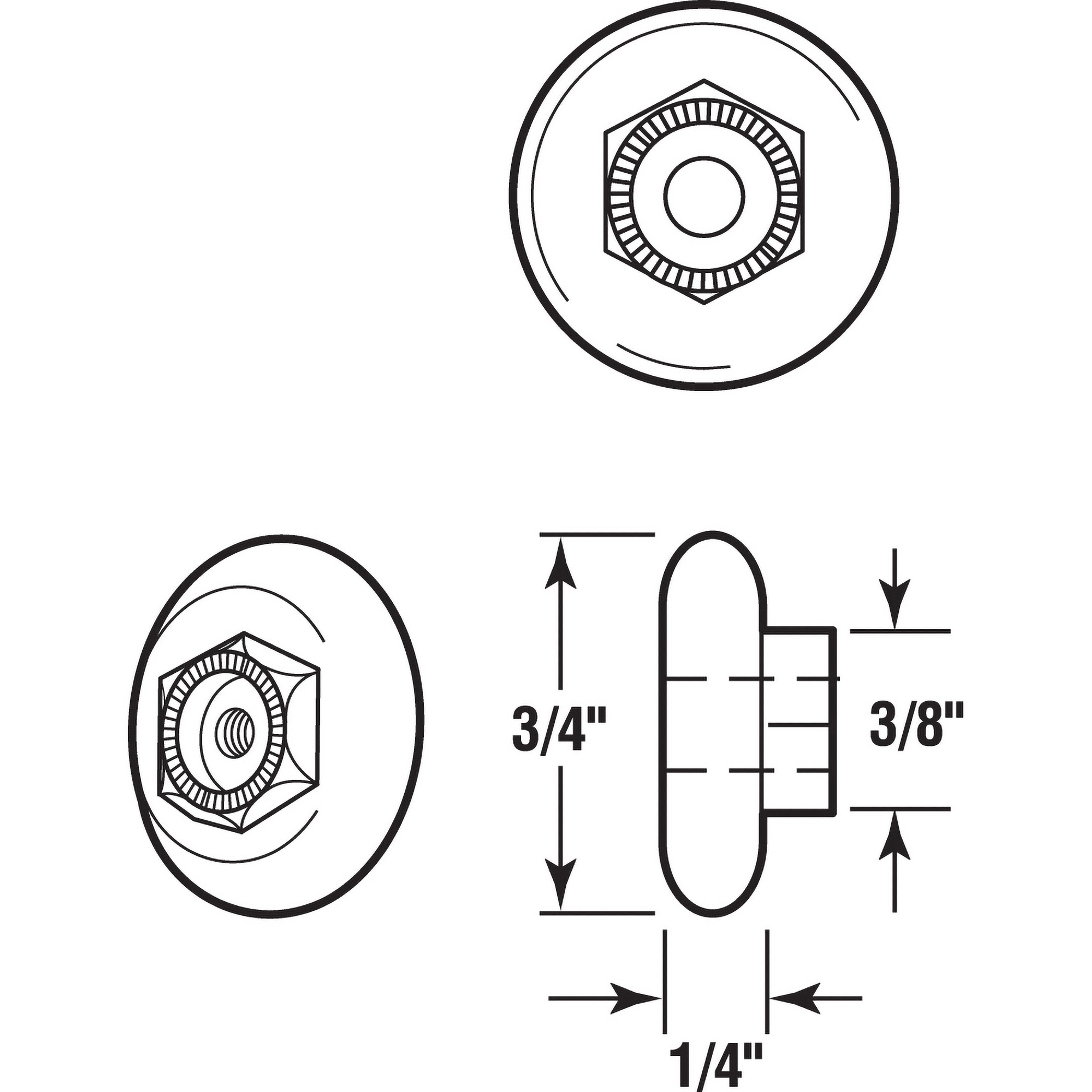 Shower Door Roller, 3/4 in., Plastic, Steel Ball Bearing, Round Edge (10 Pack)