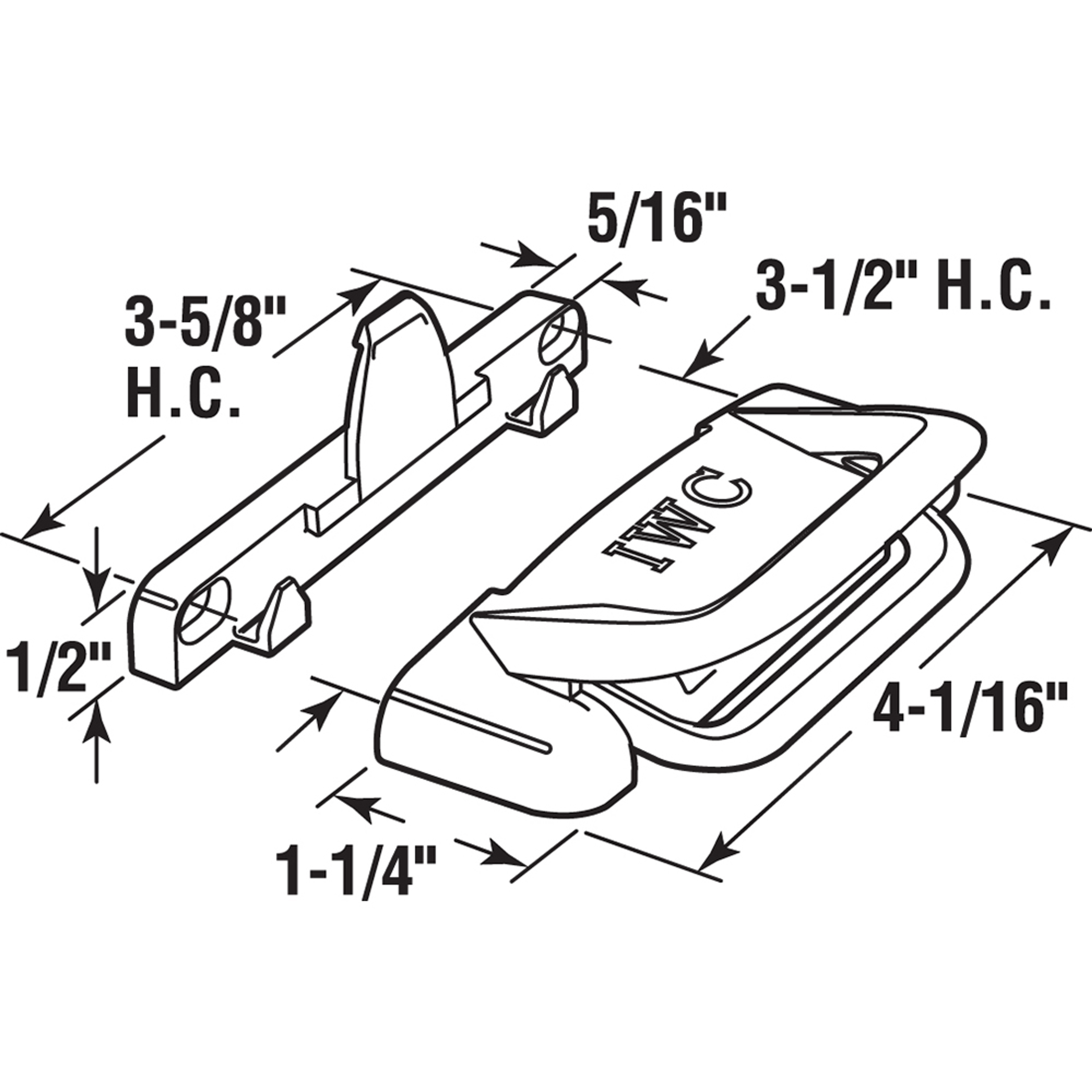 Sliding Window Slam Latch, 3-5/8 in. Hole Centers, Fits Vertical Sliding Windows by International Window Corporation (IWC), Diecast Zinc, White (Single Pack)