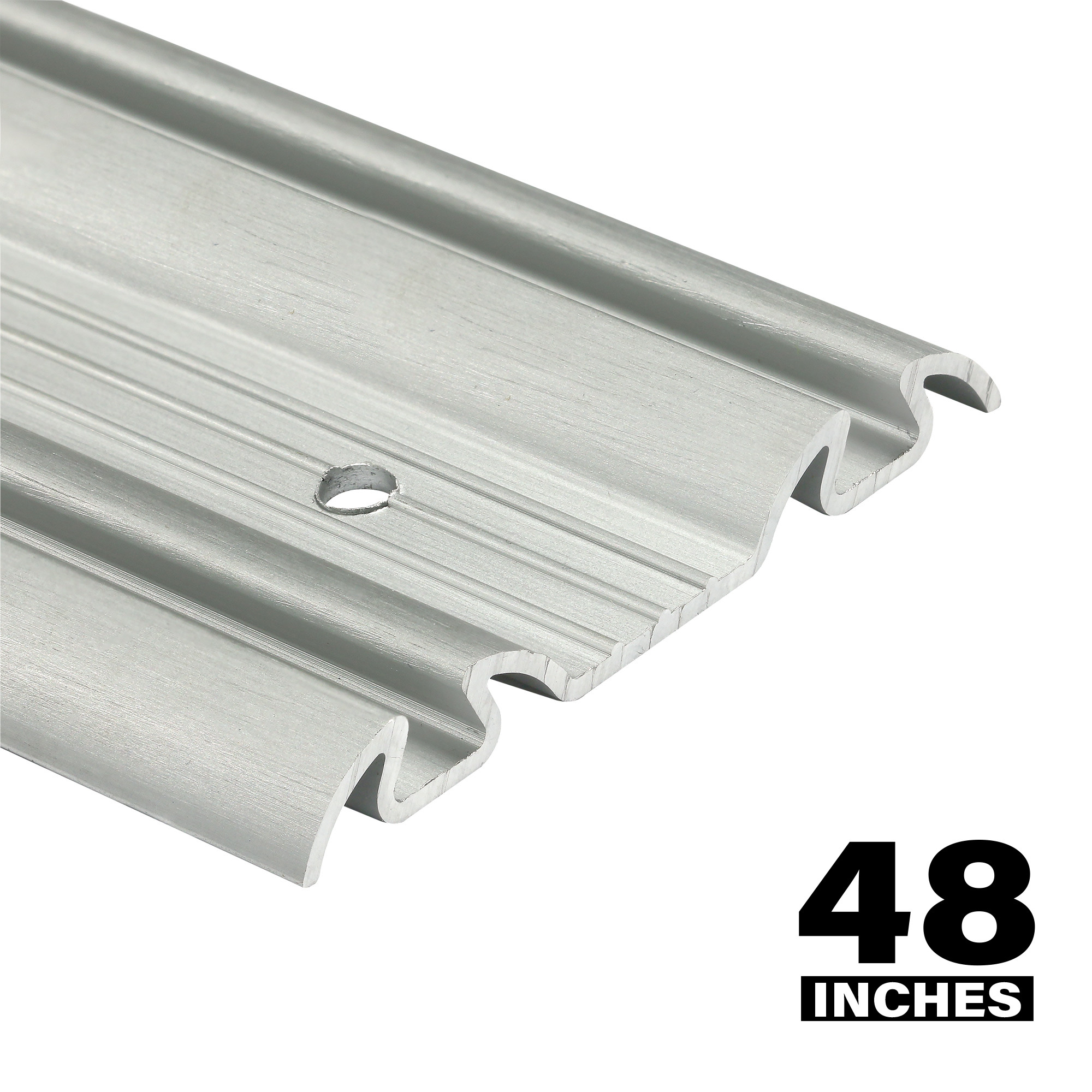 Bypass Mirror Door Bottom Track, 48 in., Roll-Formed Steel, Satin