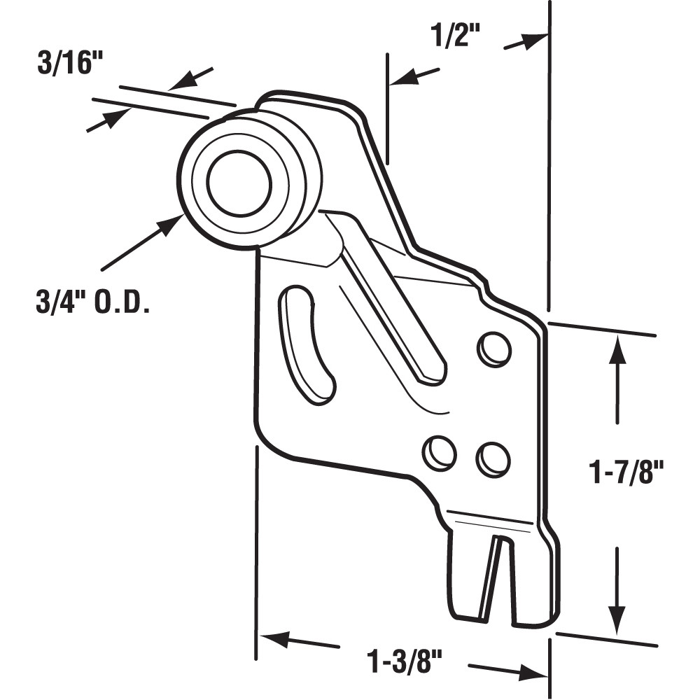 Closet Door Roller, Front, 1/2 in. Offset, 3/4 in. Nylon Wheel, Atlas (2 Pack)