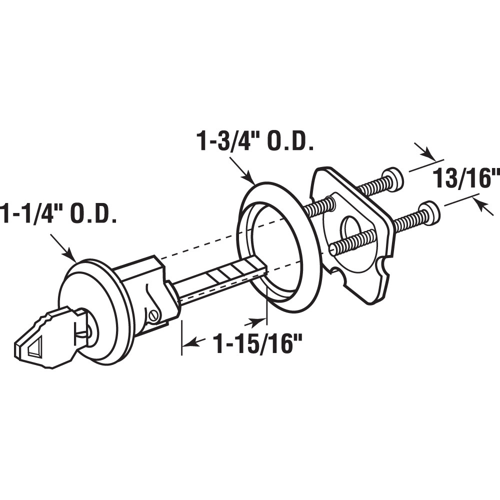 Brass Diecast, Rim Cylinder Lock with Trim Ring, 5 Pin (Single