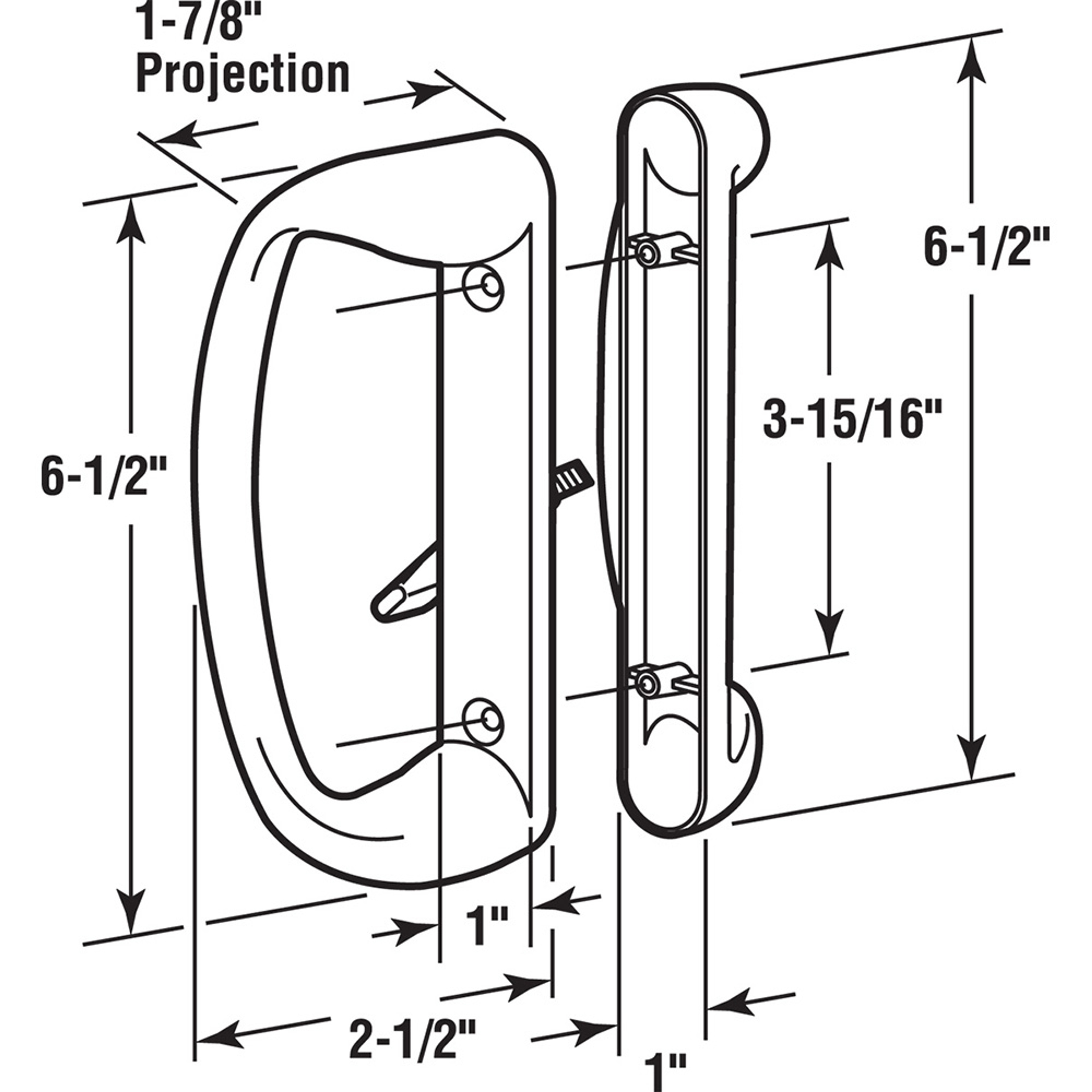Sliding Glass Door Handle Set – Replace Old or Damaged Door Handles Quickly and Easily – Painted White Diecast, Mortise/Hook Style, Fits 3-15/16 in. Hole Spacing (1 Set)