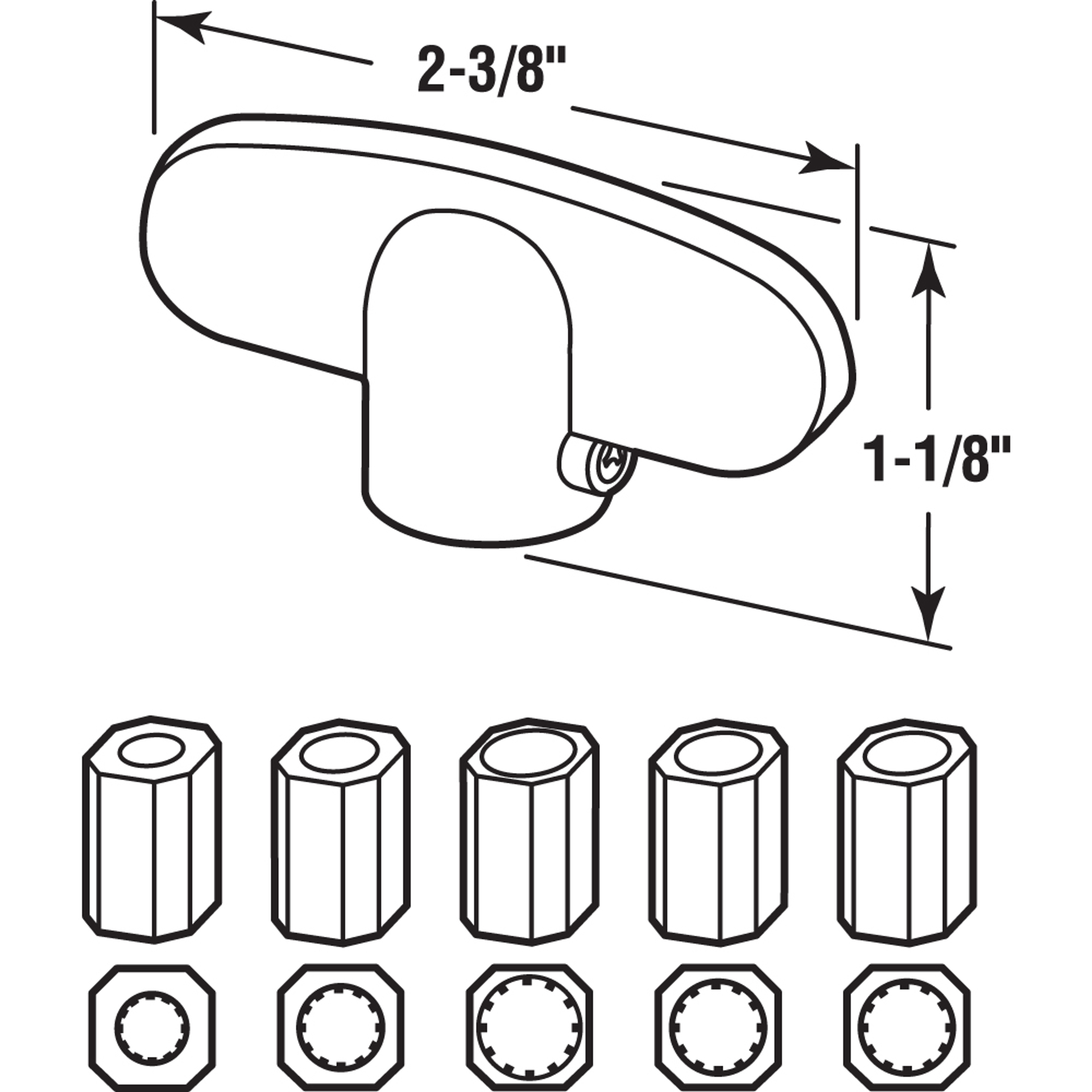 Universal, Aluminum Tee-Crank Casement Window Handle (2 Pack)