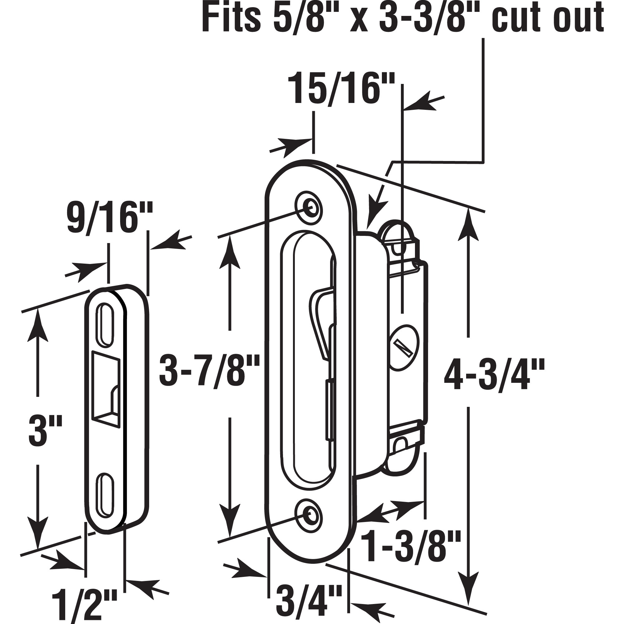 Mortise Lock, 3-7/8 in. Mounting Holes On Center, Aluminum Housing