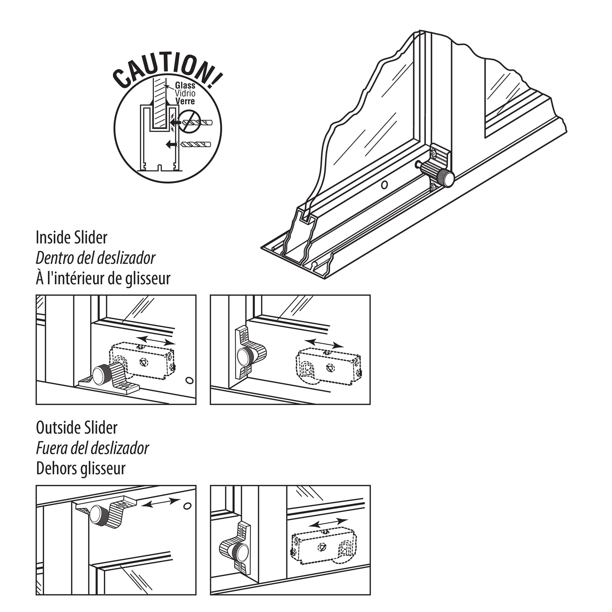 Twist-In Patio Door Lock, 1-9/16 in., Cast Zamak Construction with