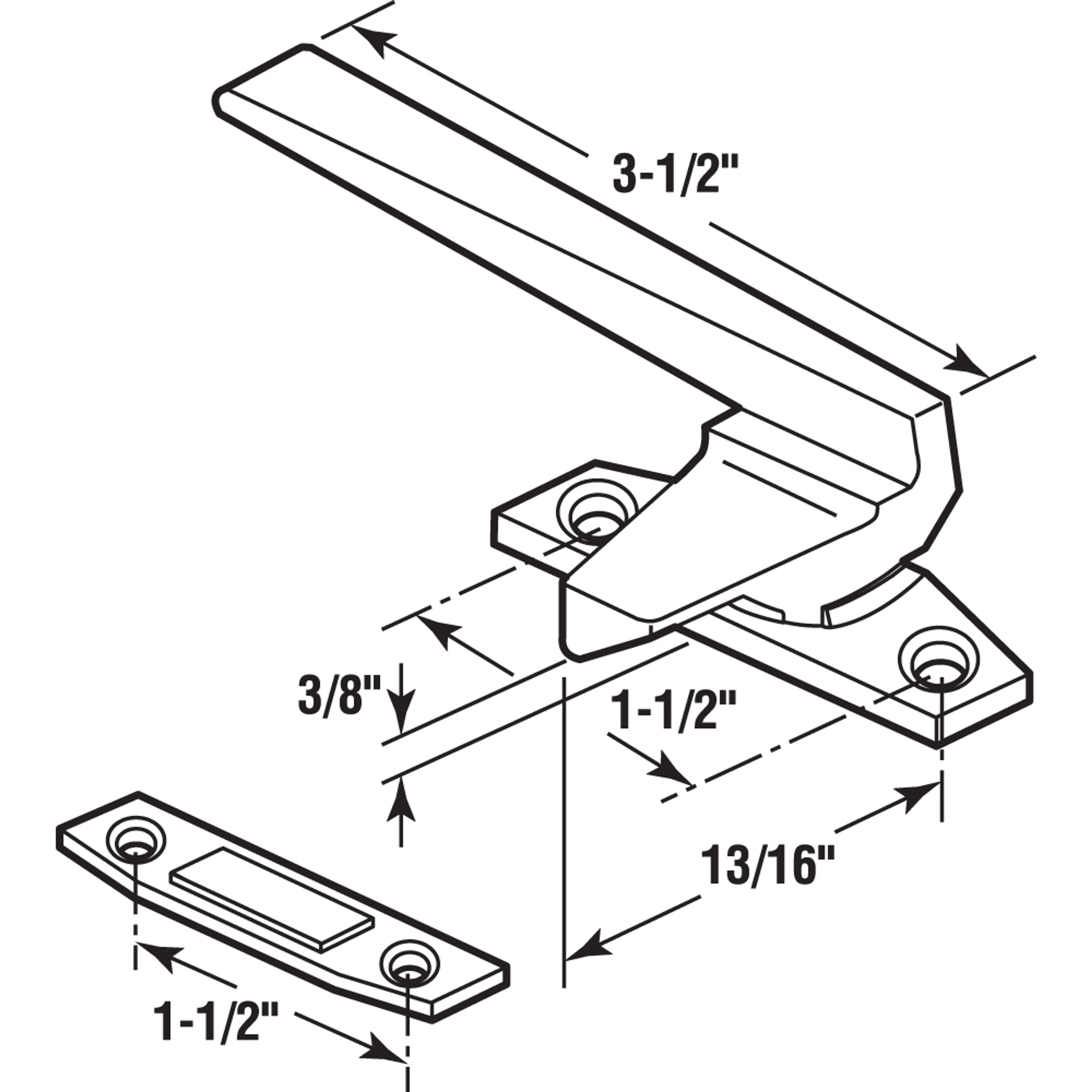 Left-Handed, Bronze, Casement Locking Handle with Offset Base (Single Pack)
