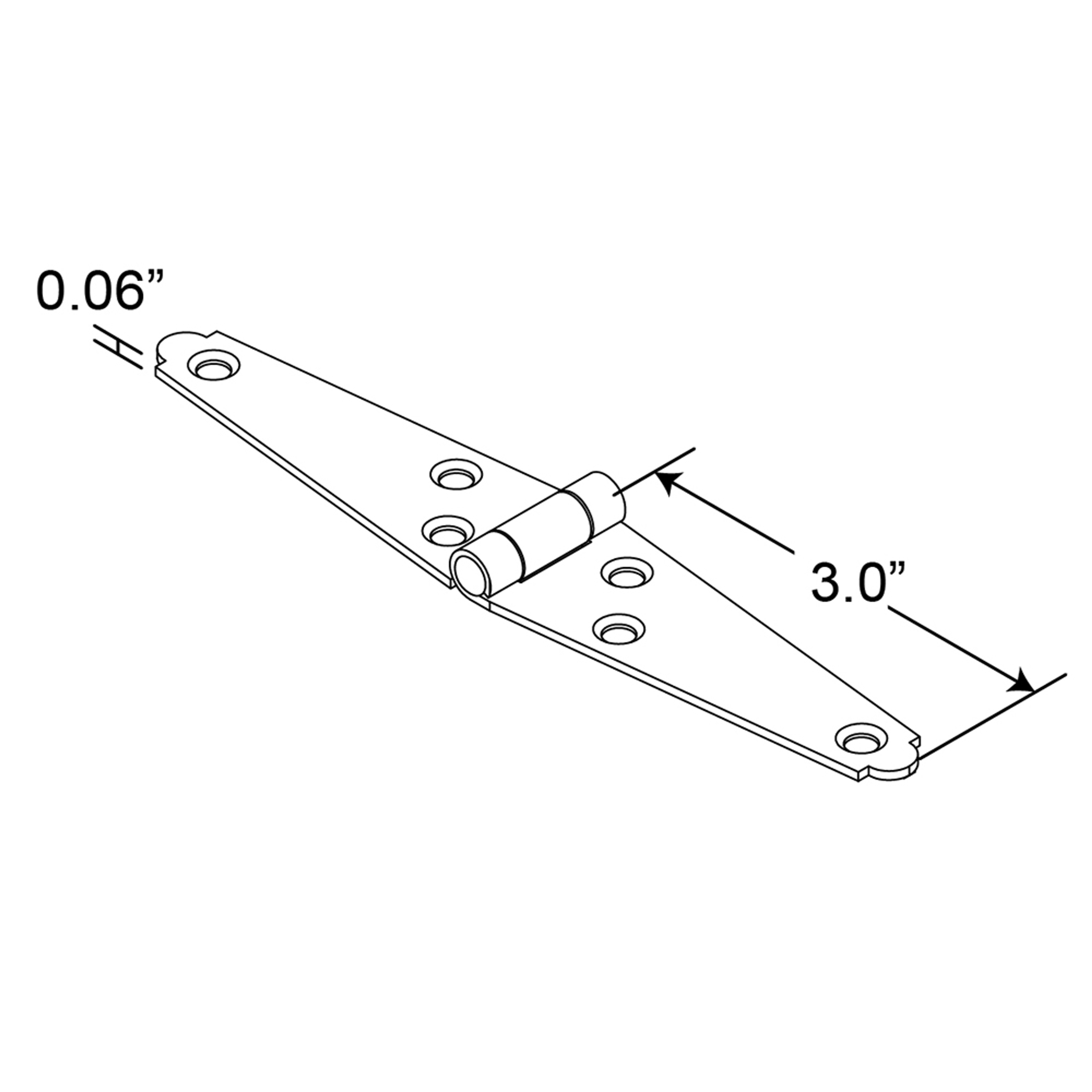 Strap Hinge, 1 in., Square Corners, Stamped Steel, Black-Painted Finish (2 Pack)