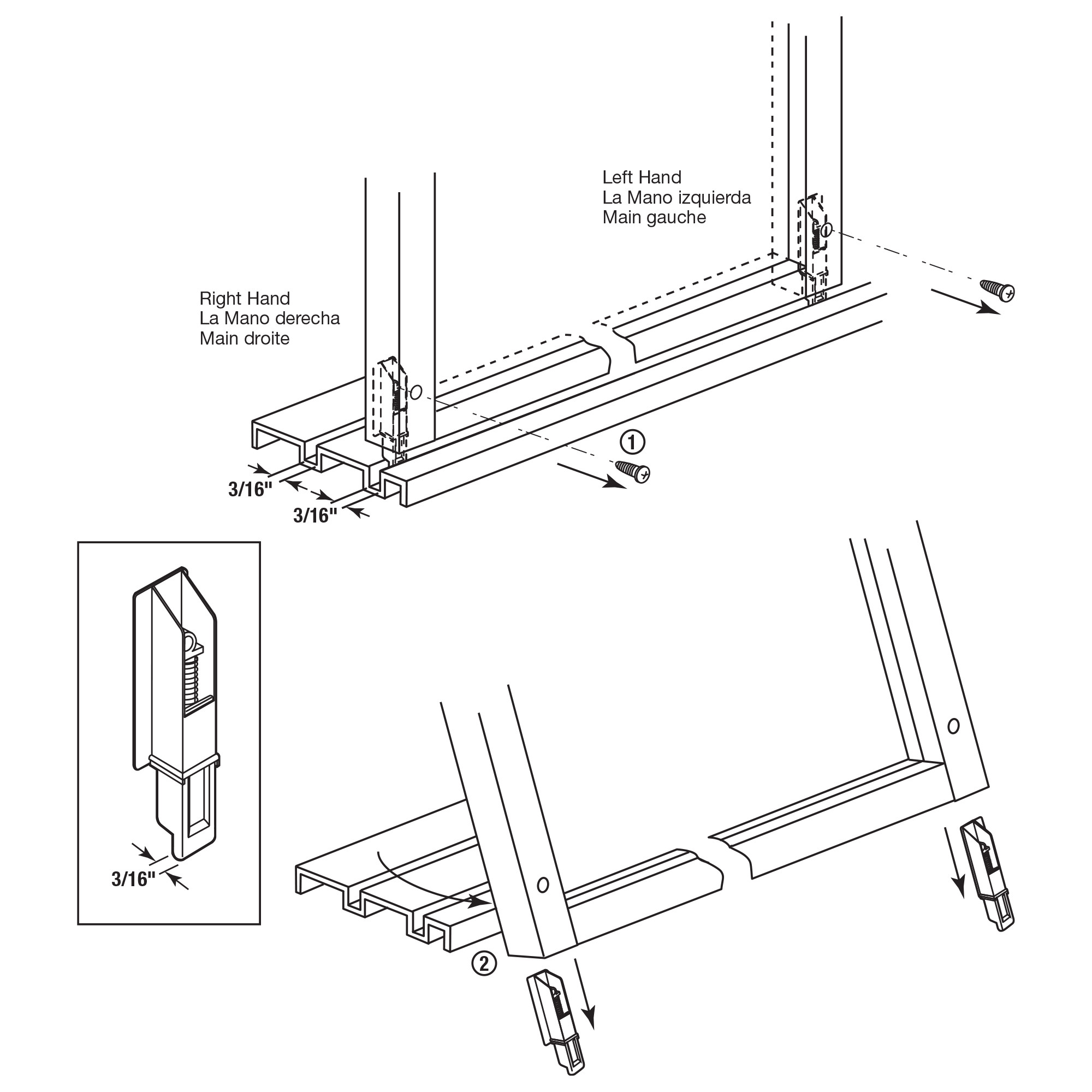 White Plastic, Sliding Panel Door Bottom Guides (Single Pack