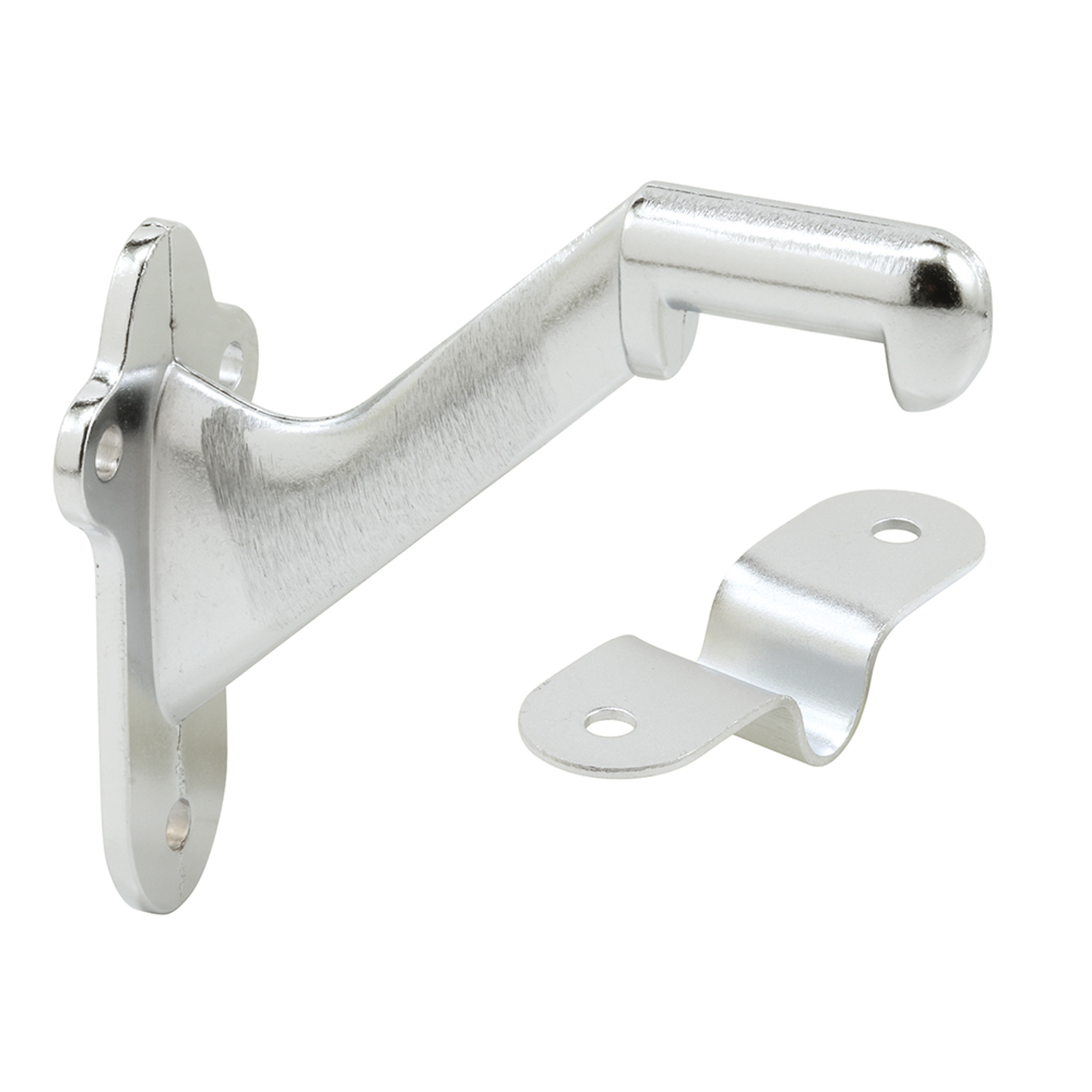 Staircase Handrail Support Bracket, Diecast Zinc Construction, Satin Finish (Single Pack)