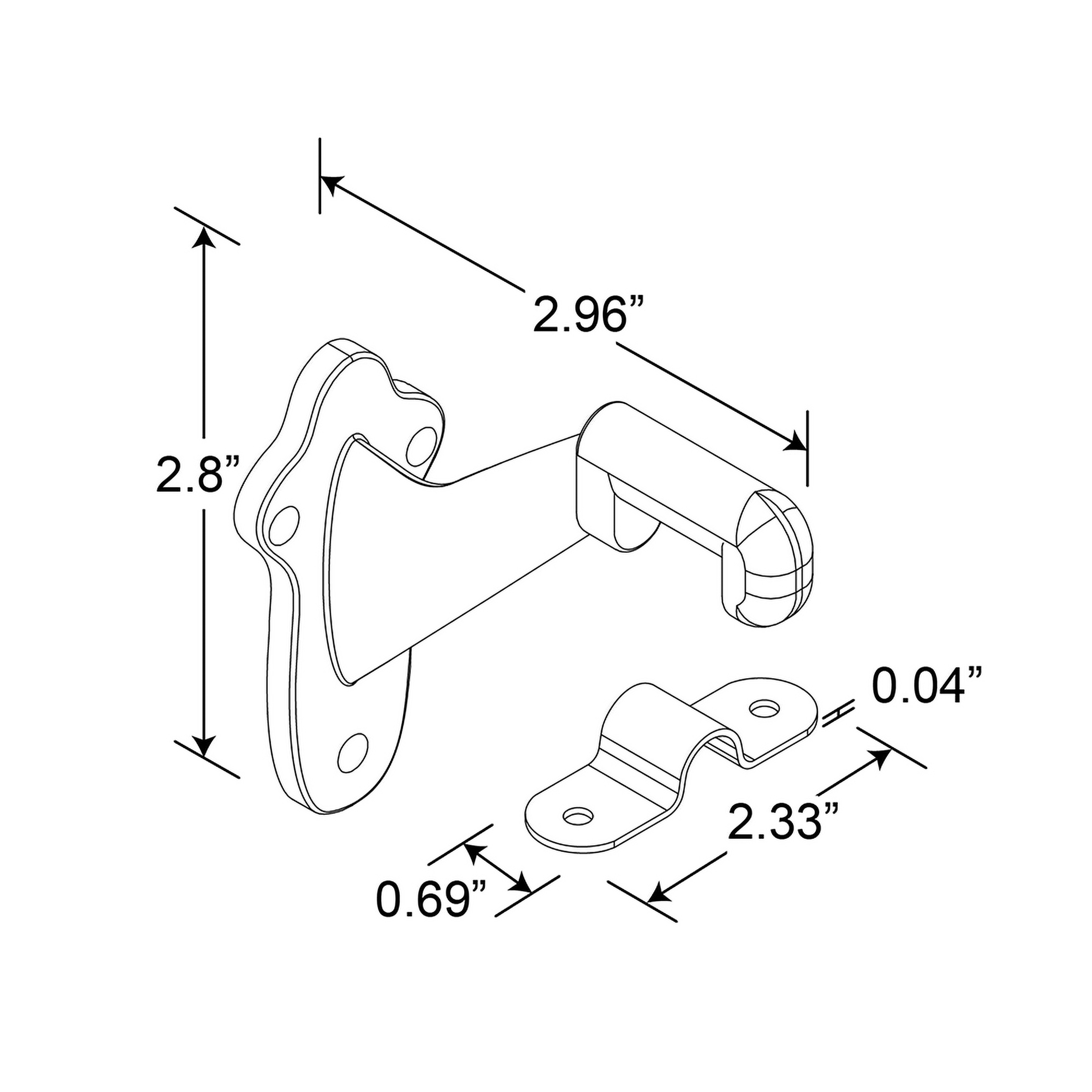 Staircase Handrail Support Bracket, Diecast Zinc Construction, Satin Finish (Single Pack)