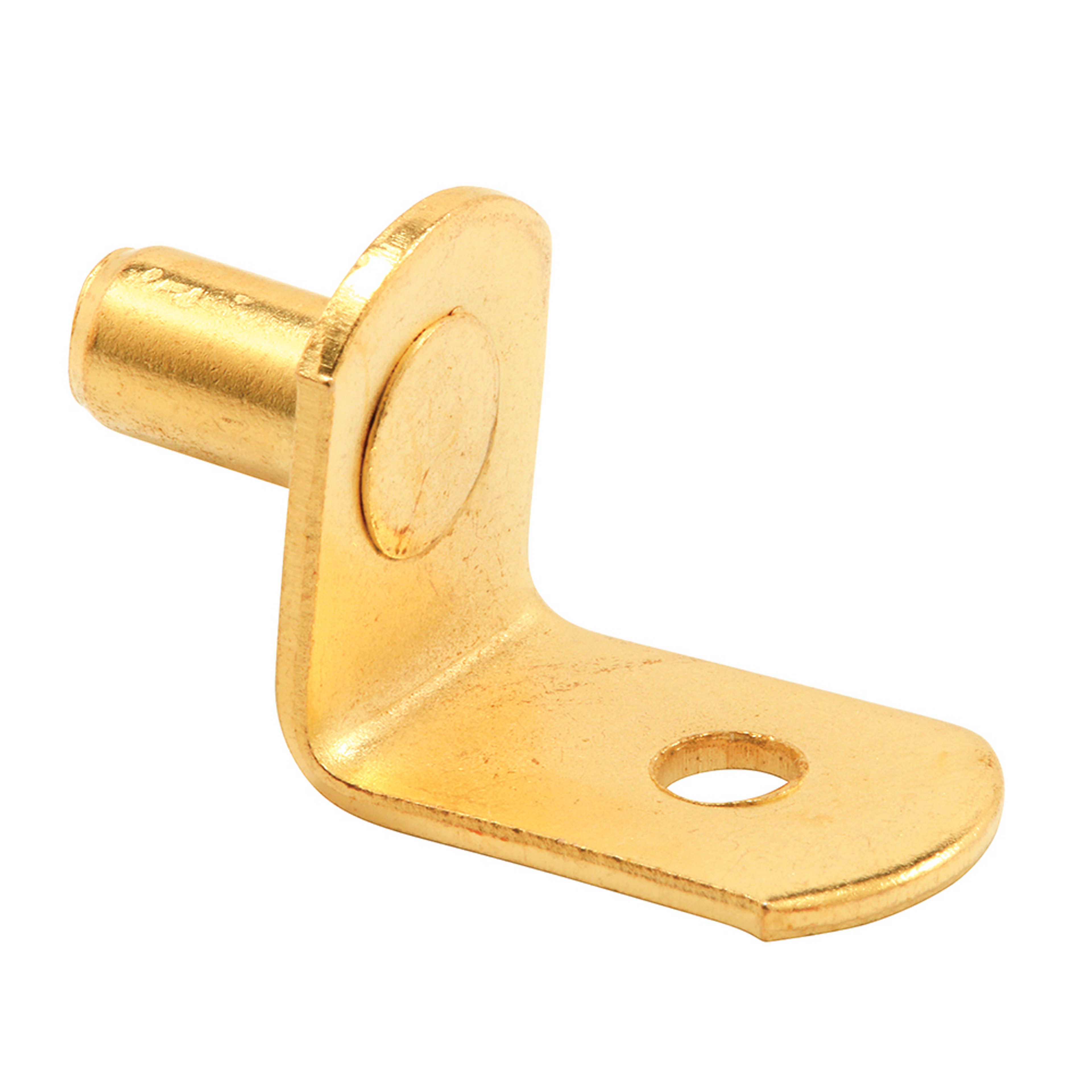 Shelf Support Peg, 1/4 inch Diameter with Screw Hole, Brass Plated Steel, Pack of 8