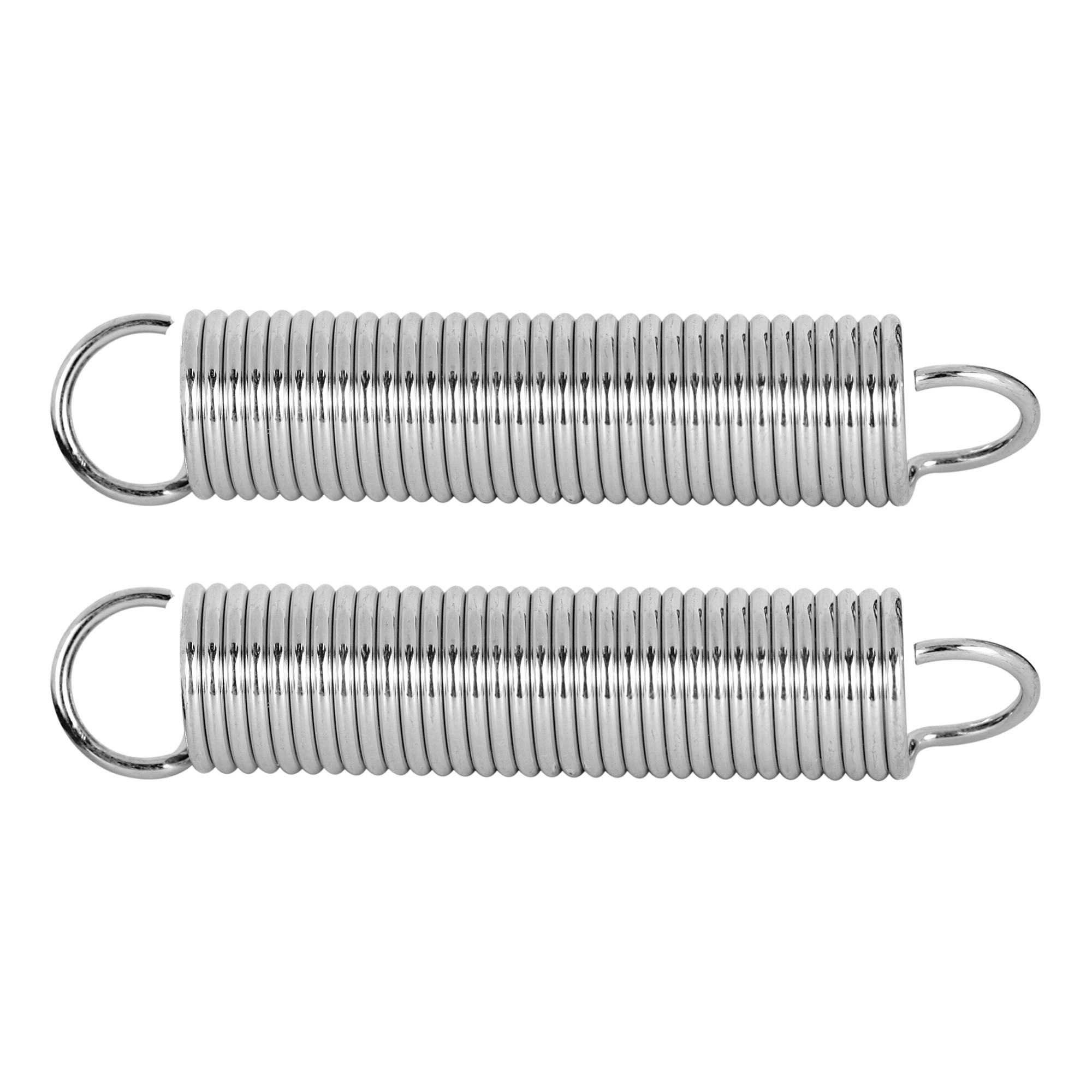 Extension Spring, Spring Steel Construction, Nickel-Plated Finish
