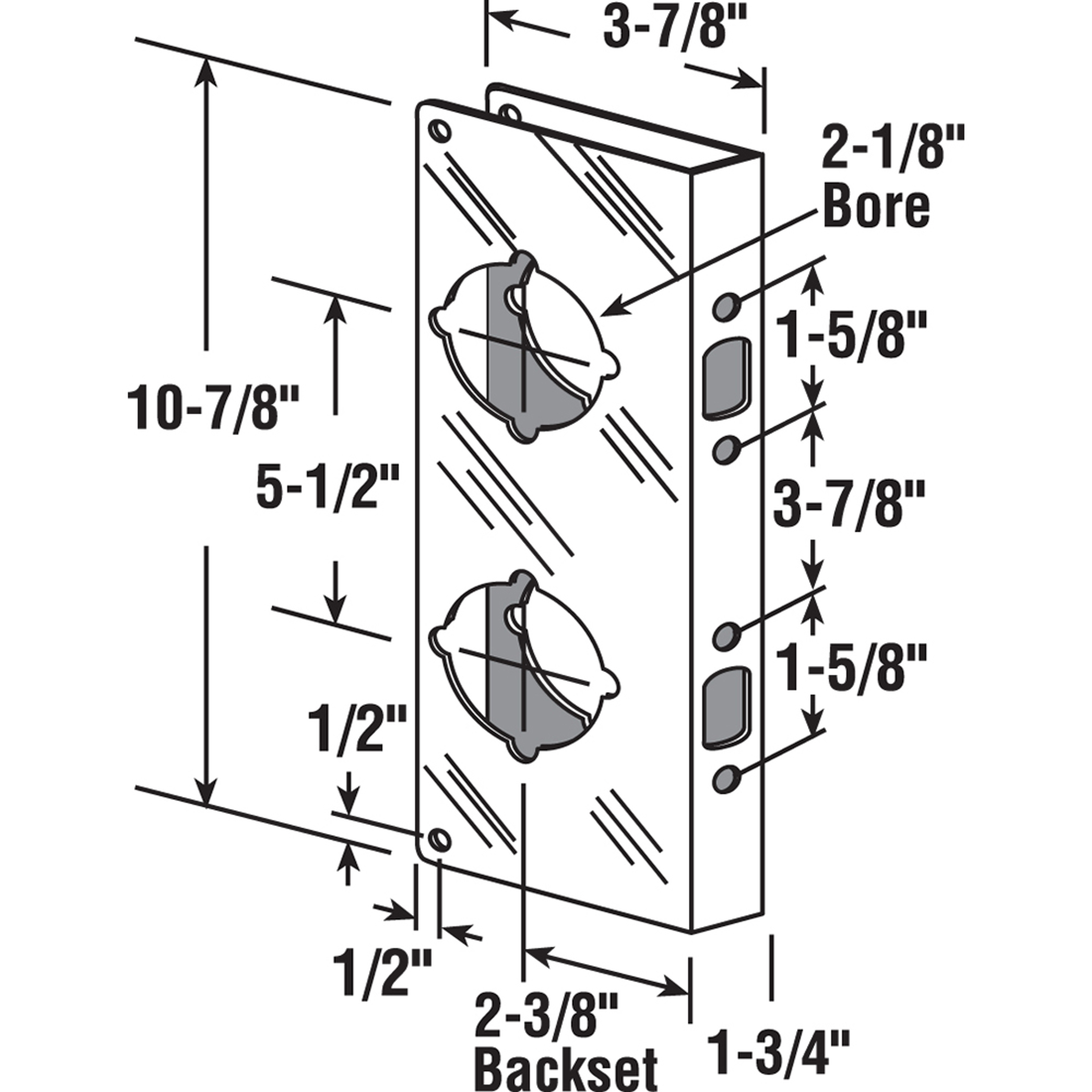 Lock and Door Reinforcer, 5-1/2 in., 2-3/8 in. x 1-3/4 in., Classic