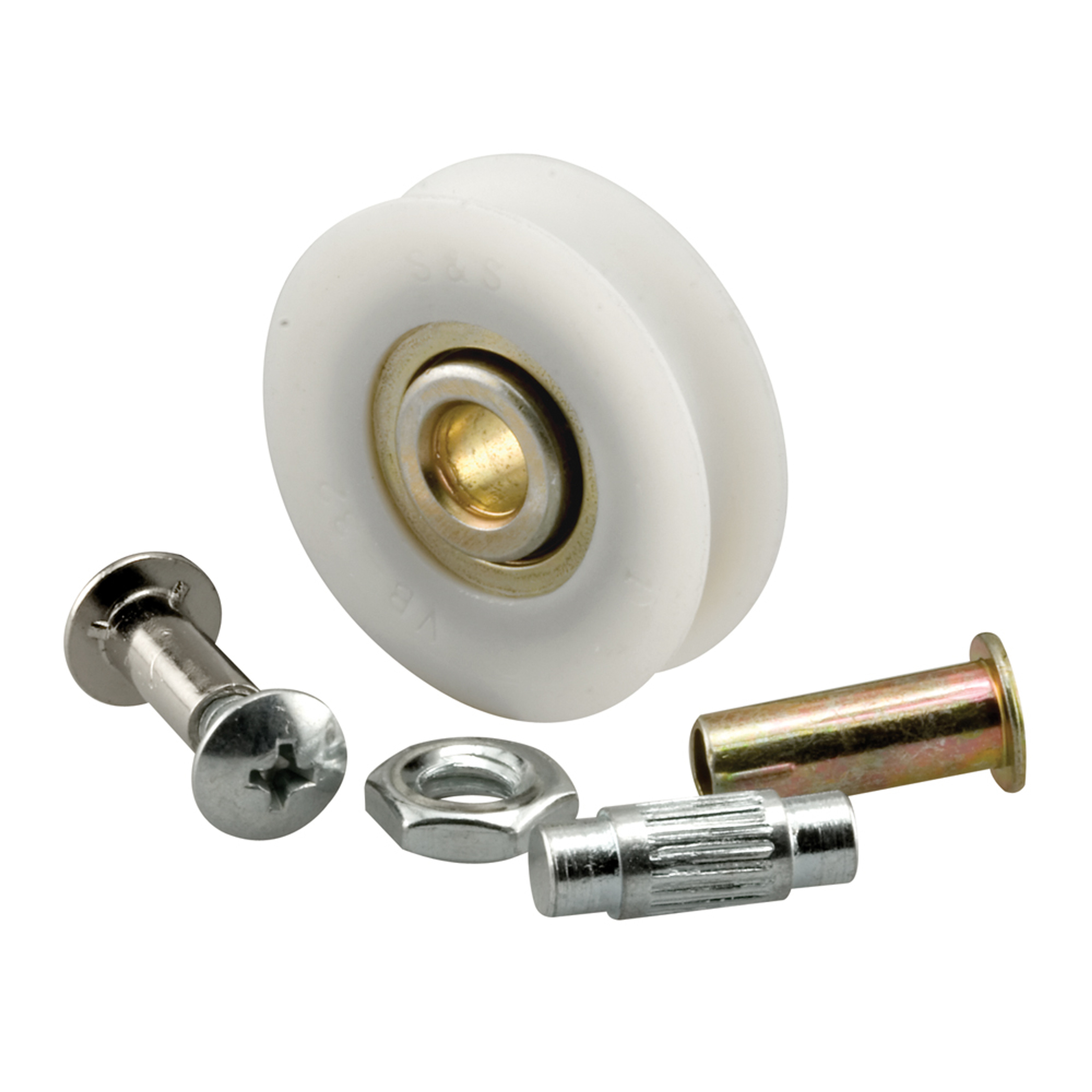 Steel Patio Sliding Door Roller Kit, 1-1/2 in. Concave Roller, White Plastic (2 Pack)