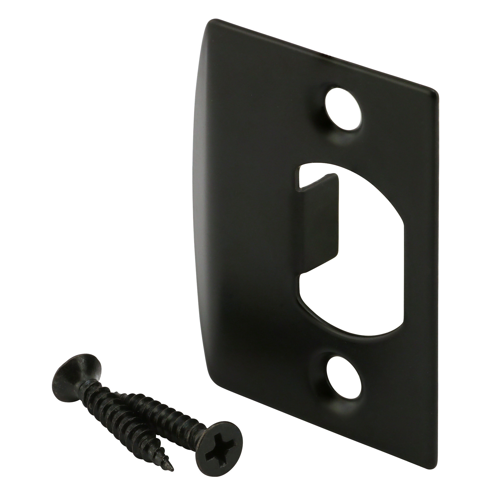 Latch Strike Plate, Matte Black Finish (2 Pack)