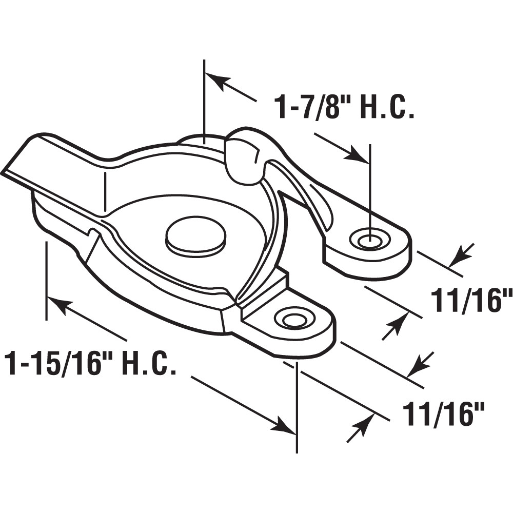 Diecast Cam Action Window Sash Lock with Alignment Lugs, Mounting Holes 1-3/4 In. on Center, Brass (Single Pack)