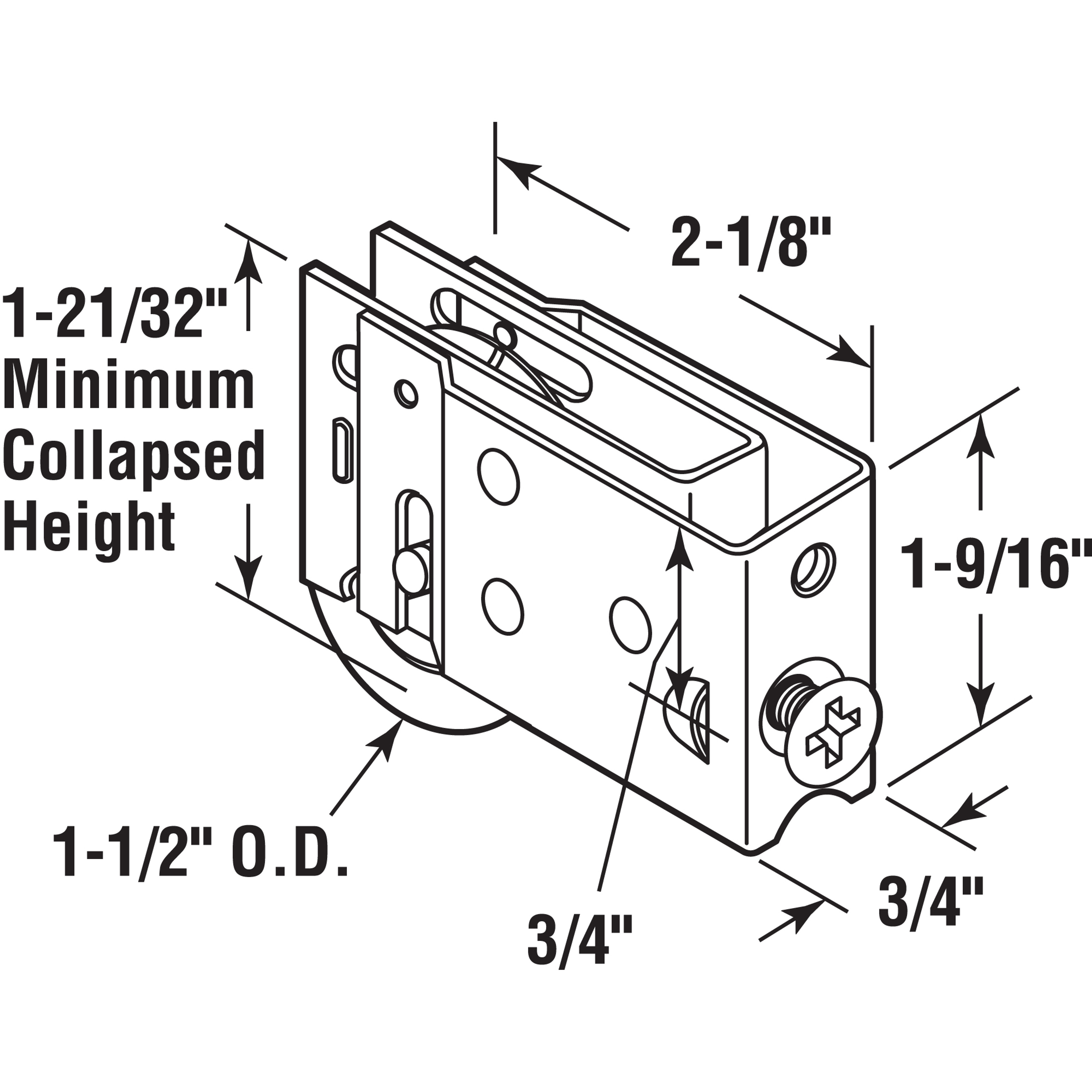 Steel Sliding Door Roller Assembly with 1-1/2 Inch Steel Ball Bearing, Yellow, Set of 1